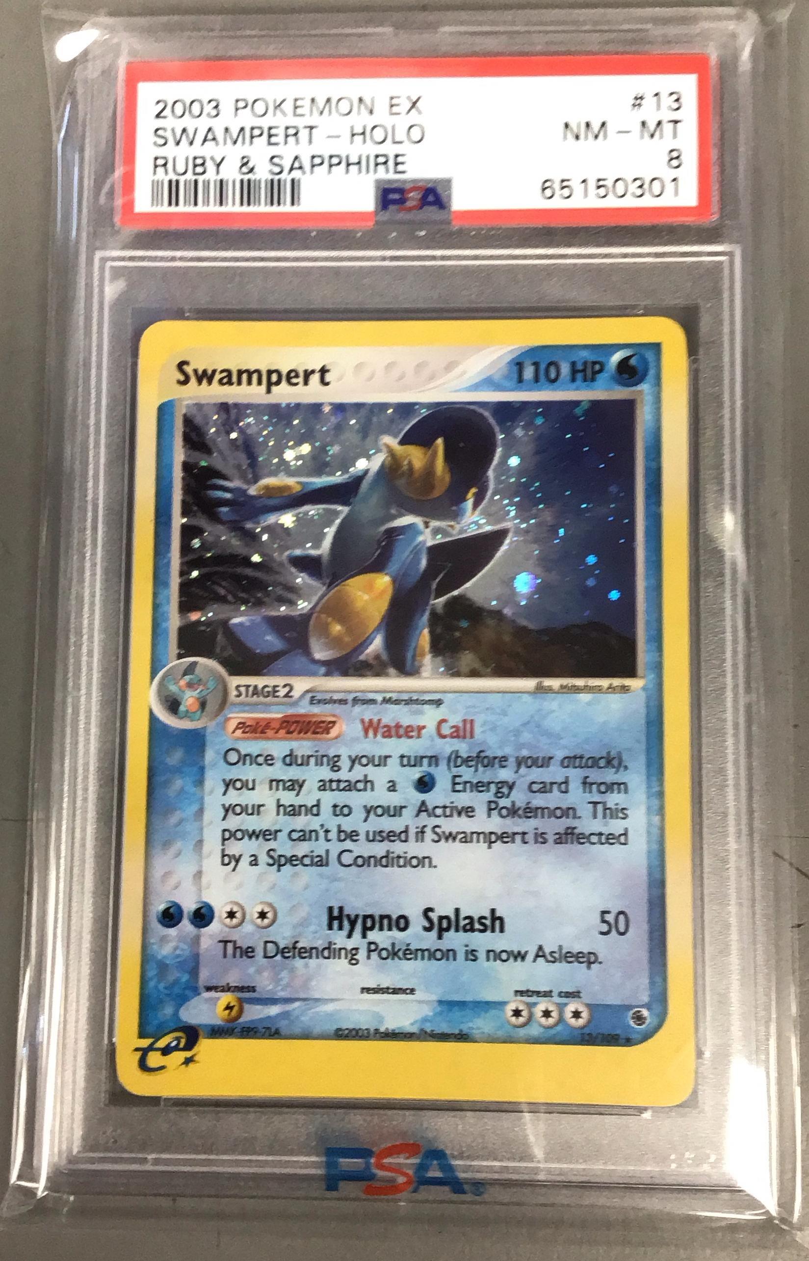 2003 Pokemon Ex Ruby & Sapphire 13 Swampert-holo PSA 8 Graded Card