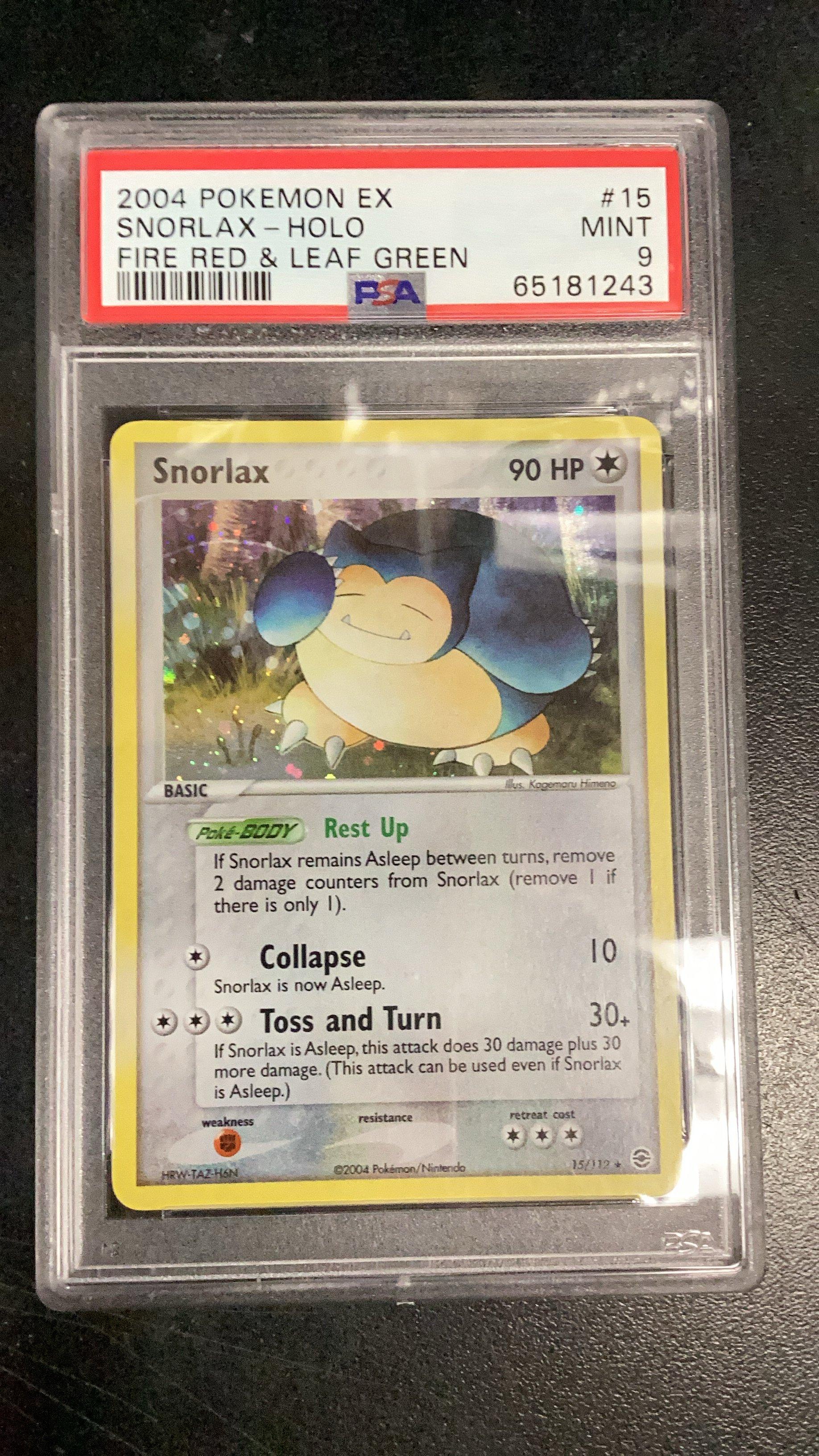 2004 Pokemon Ex Fire Red & Leaf Green 15 Snorlax-holo PSA 9