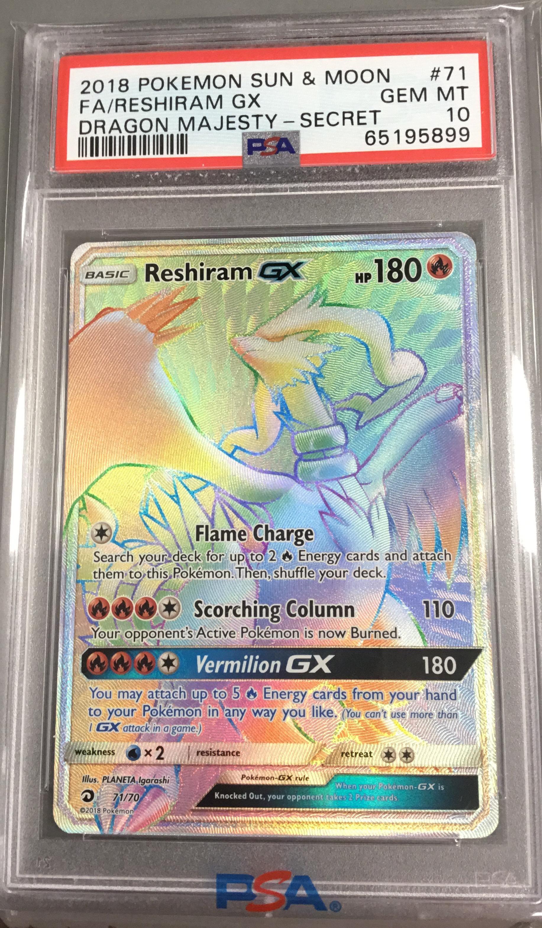2018 Pokemon Sun & Moon Dragon Majesty 71 Full Art/reshiram Gx
