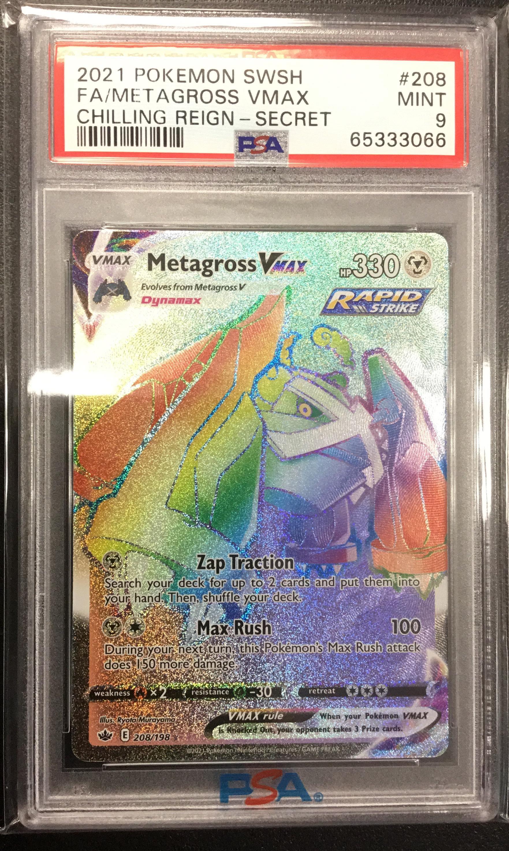 2021 Pokemon Sword & Shield Chilling Reign 208 Full Art/metagross Vmax Secret PSA