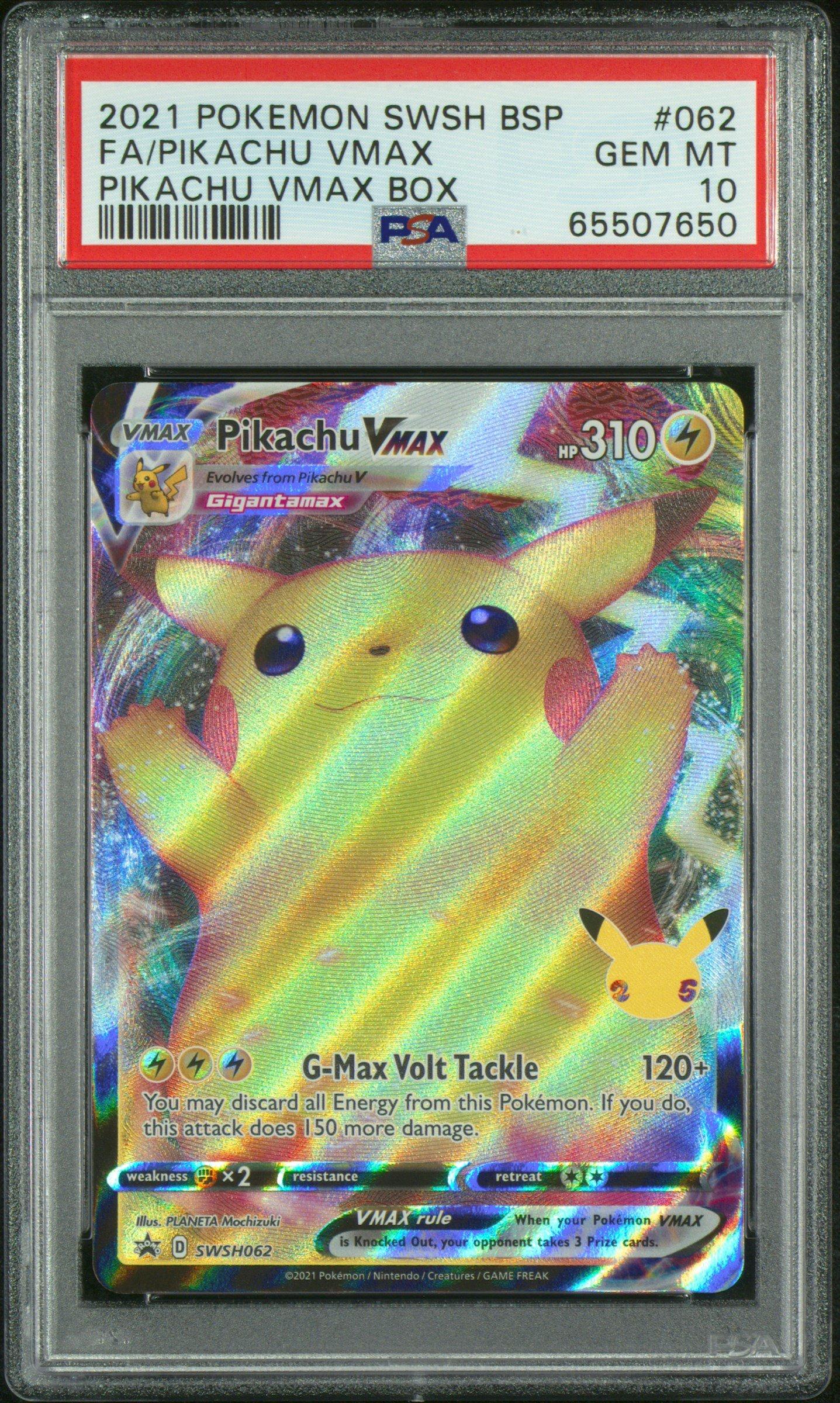 2021 Pokemon Swsh Black Star Promo 062 Full Art/pikachu Vmax Pikachu Vmax Box PSA