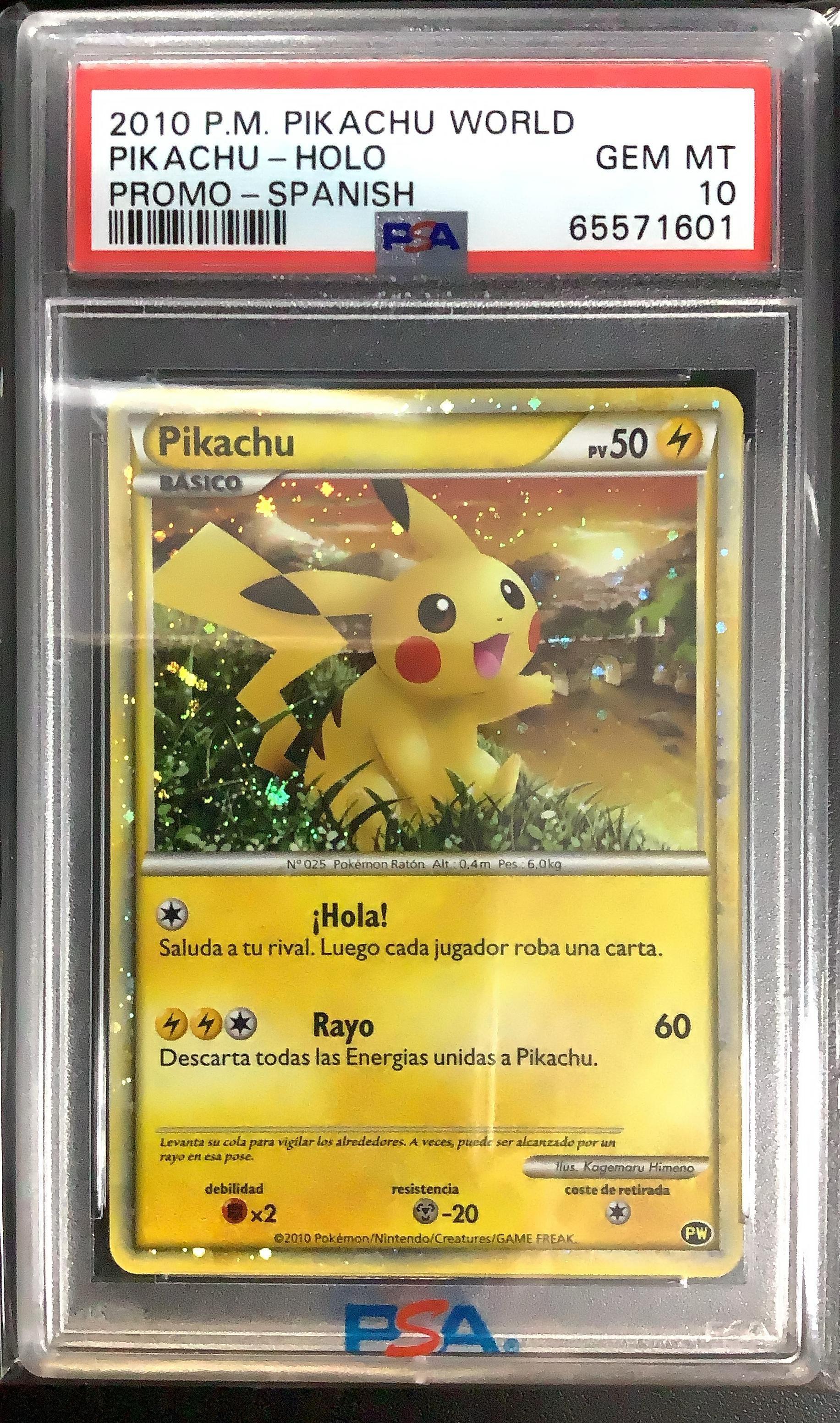 2010 Pokemon Pikachu World Promo Pikachu-holo Spanish PSA 10