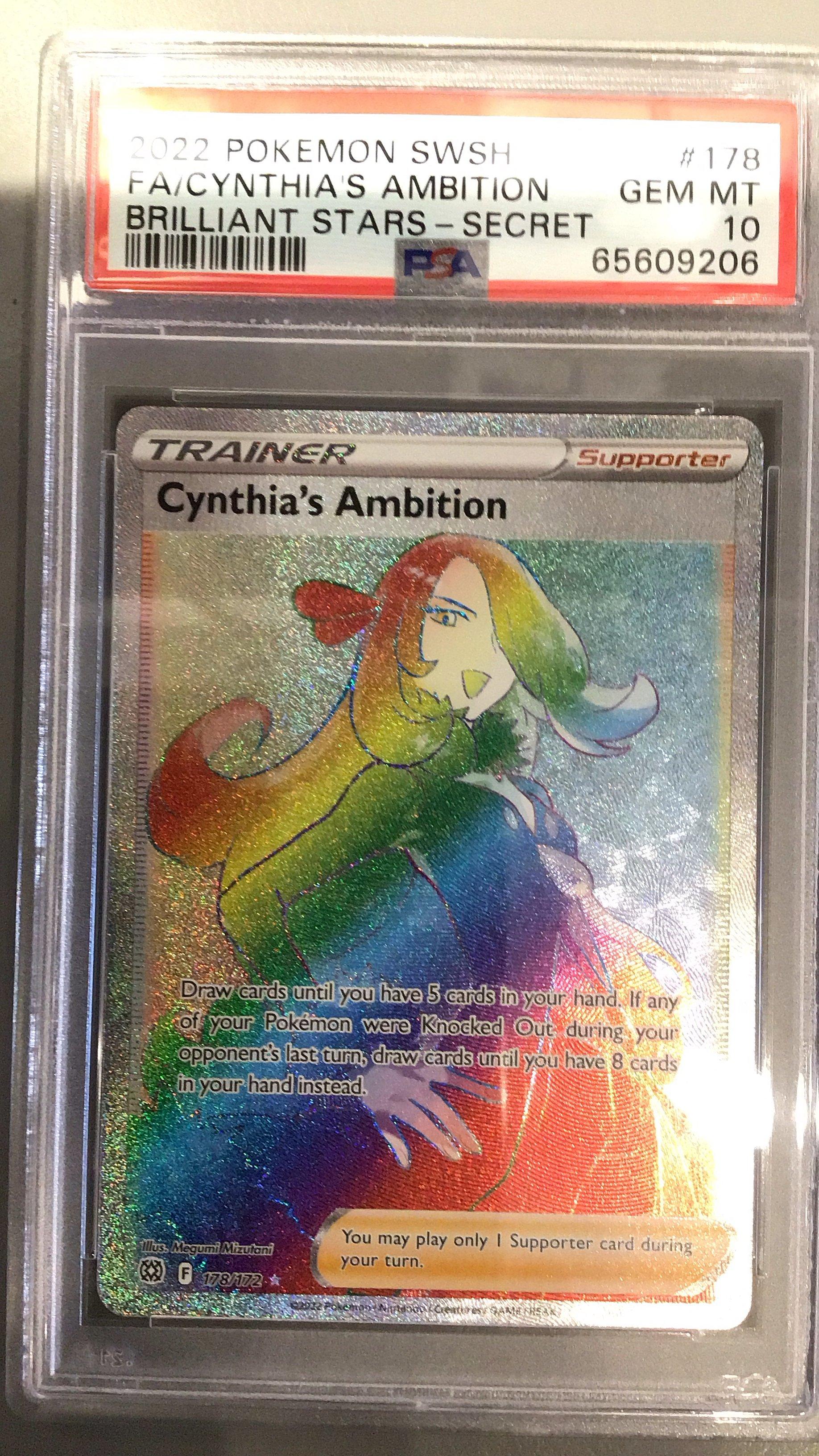 2022 Pokemon Sword & Shield Brilliant Stars 178 Full Art/cynthia's Ambition Secret PSA 10