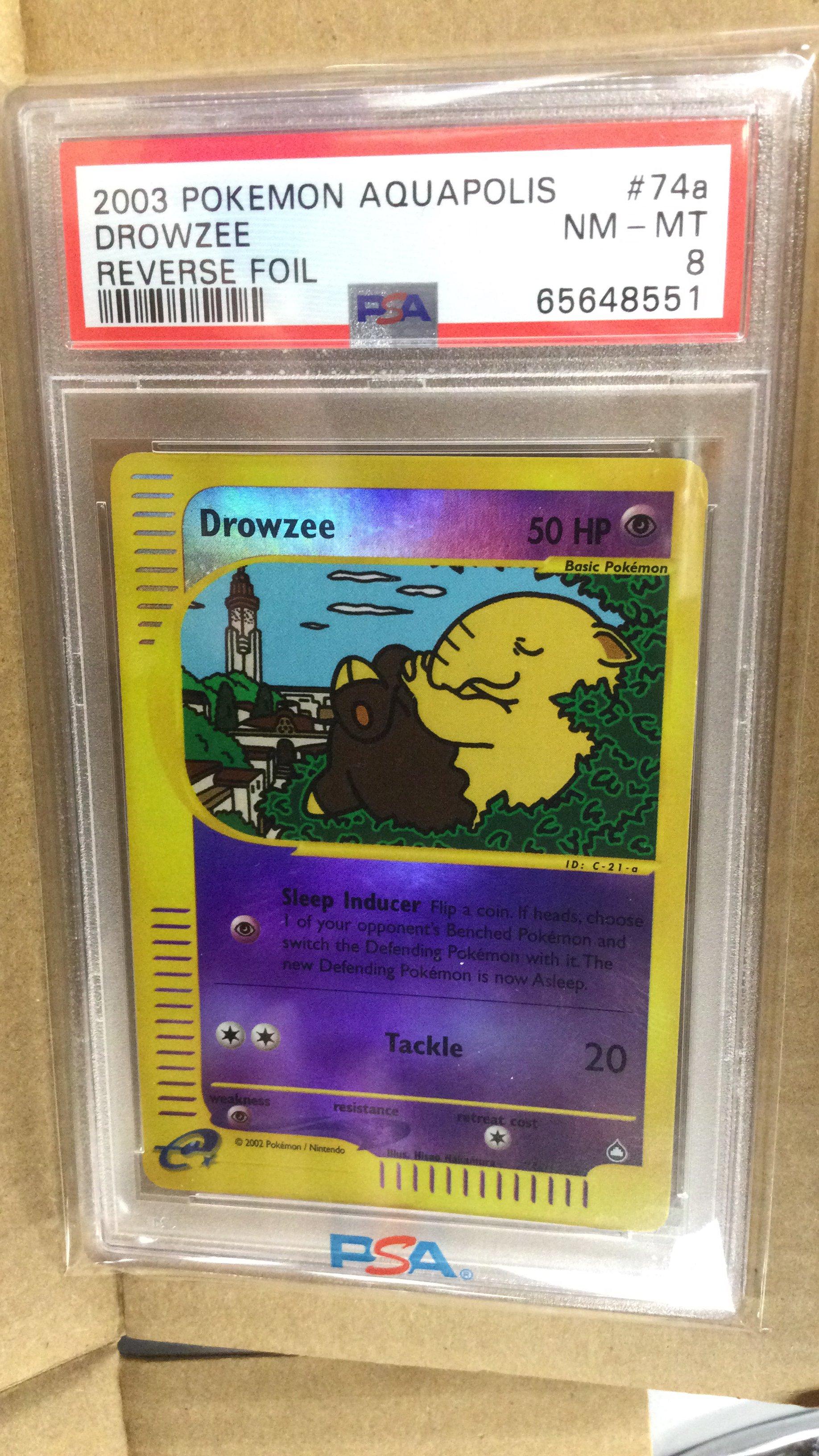 2003 Pokemon Aquapolis 74a Drowzee-reverse Foil PSA 8