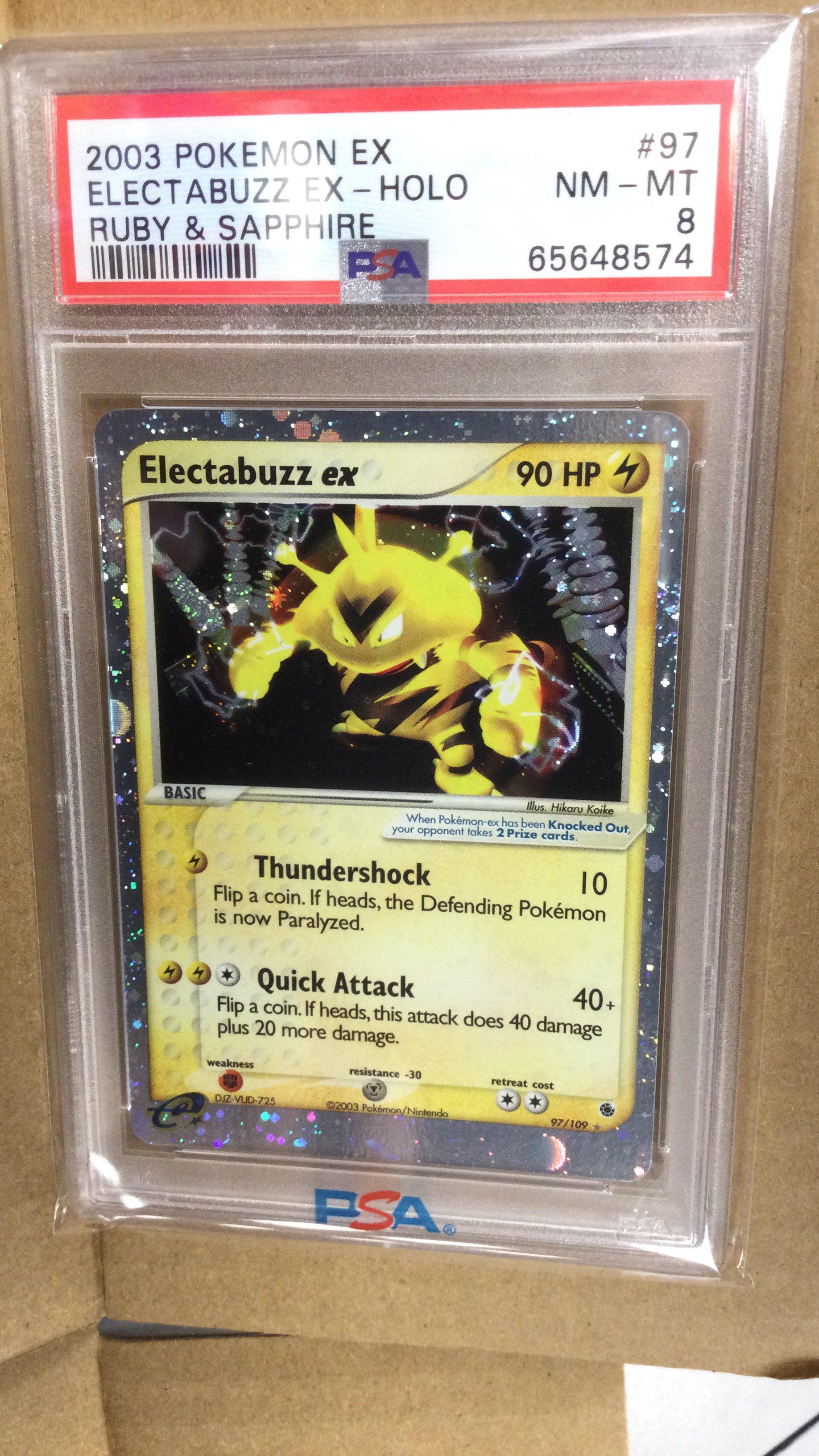 2003 Pokemon Ex Ruby & Sapphire 97 Electabuzz Ex-holo PSA 8 Graded