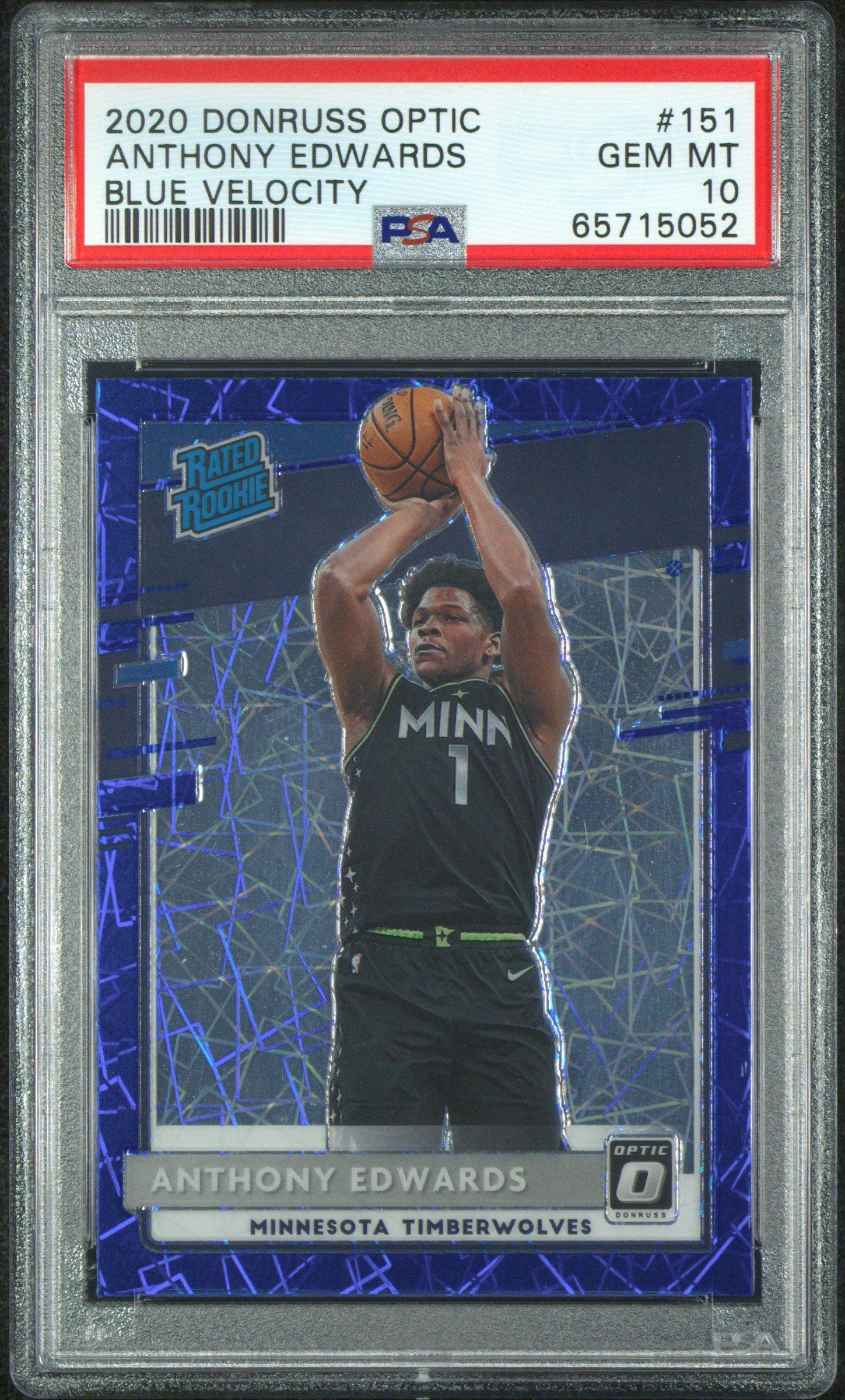 2020 Panini Donruss Optic 151 Anthony Edwards Blue Velocity PSA 10