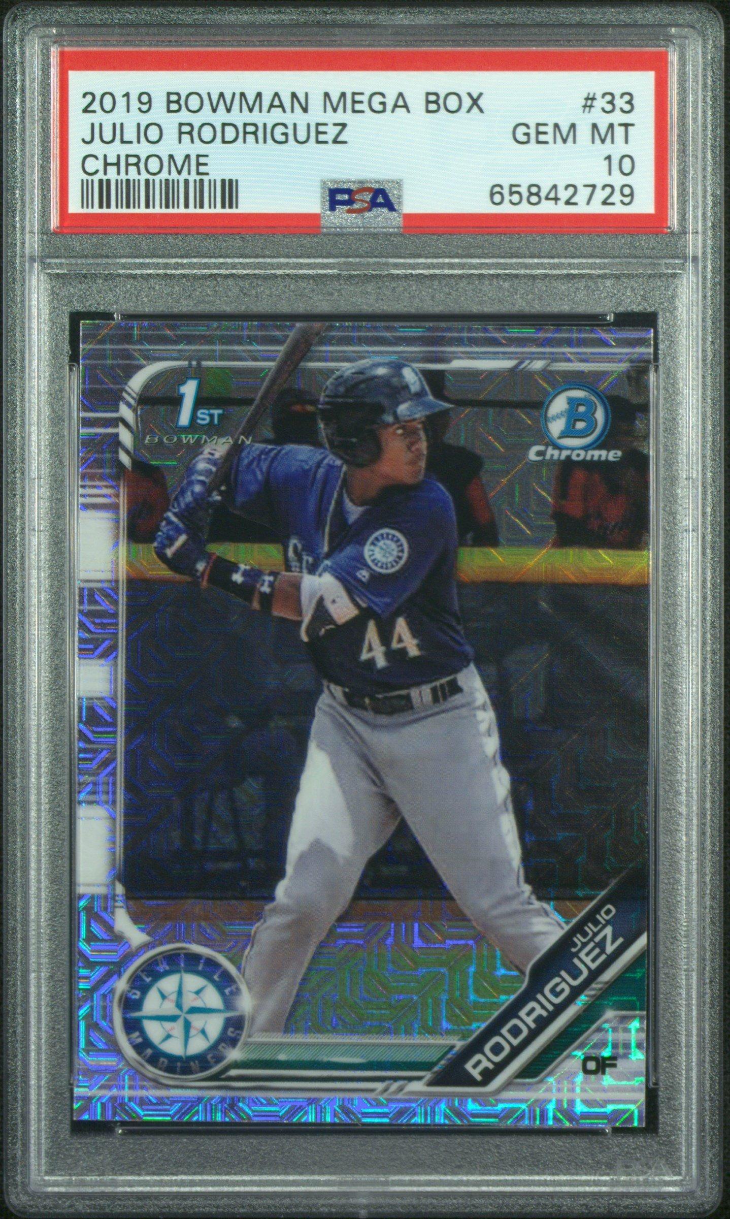 2019 Bowman Mega Box Chrome 33 Julio Rodriguez PSA 10 Graded Card