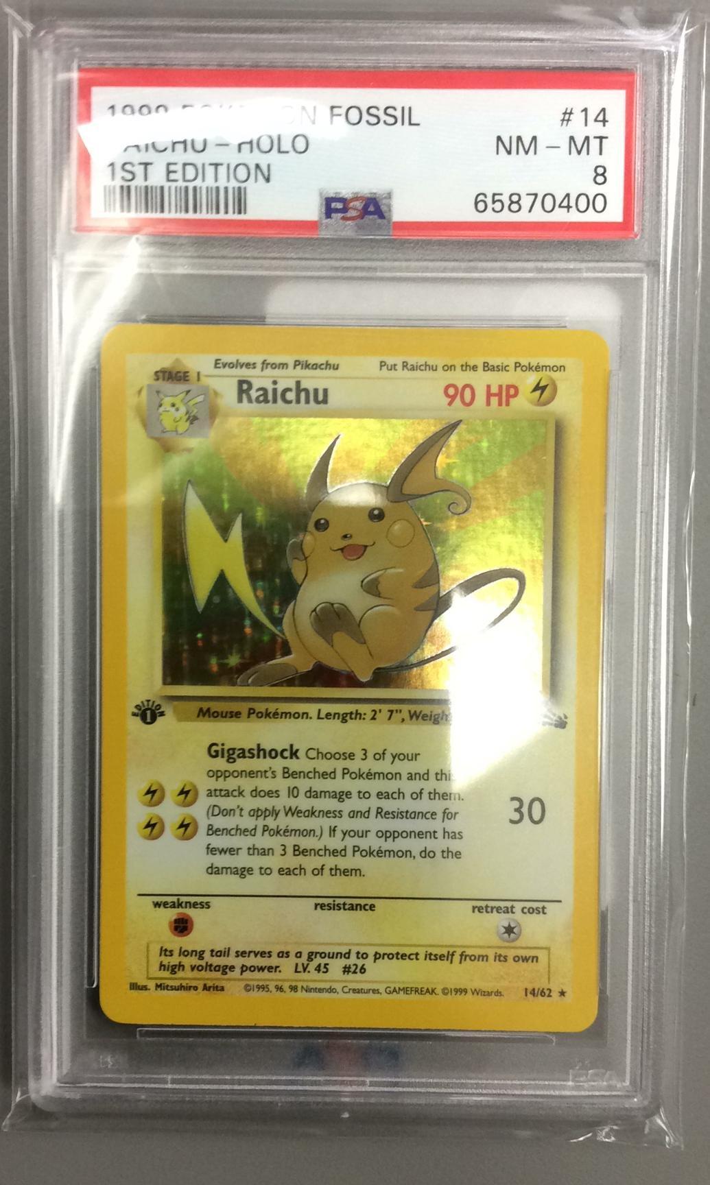 1999 Pokemon Fossil 14 Raichu-holo 1st Edition PSA 8 | GameStop