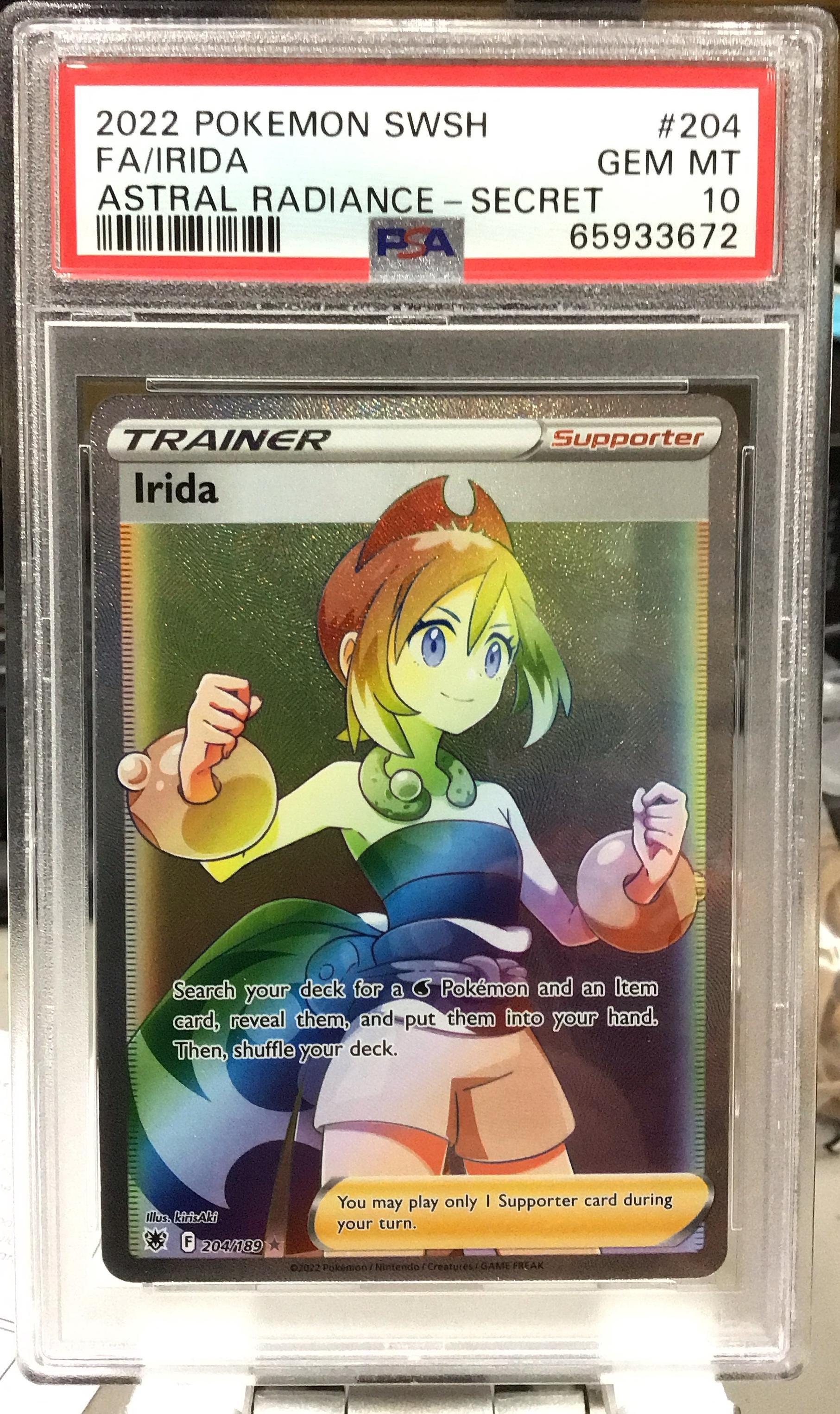 2022 Pokemon Sword & Shield Astral Radiance 204 Full Art/irida Secret PSA  10 Graded Card | GameStop