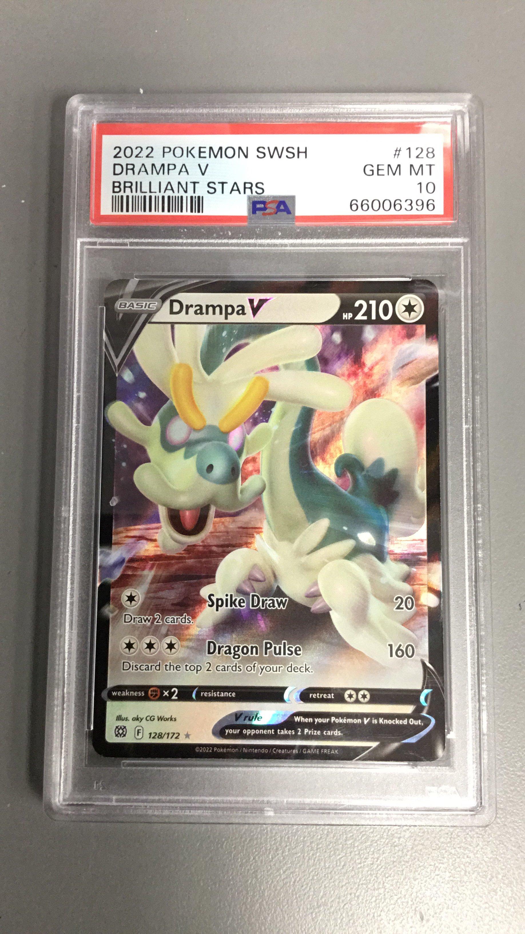 2022 Pokemon Sword & Shield Brilliant Stars 128 Drampa V PSA