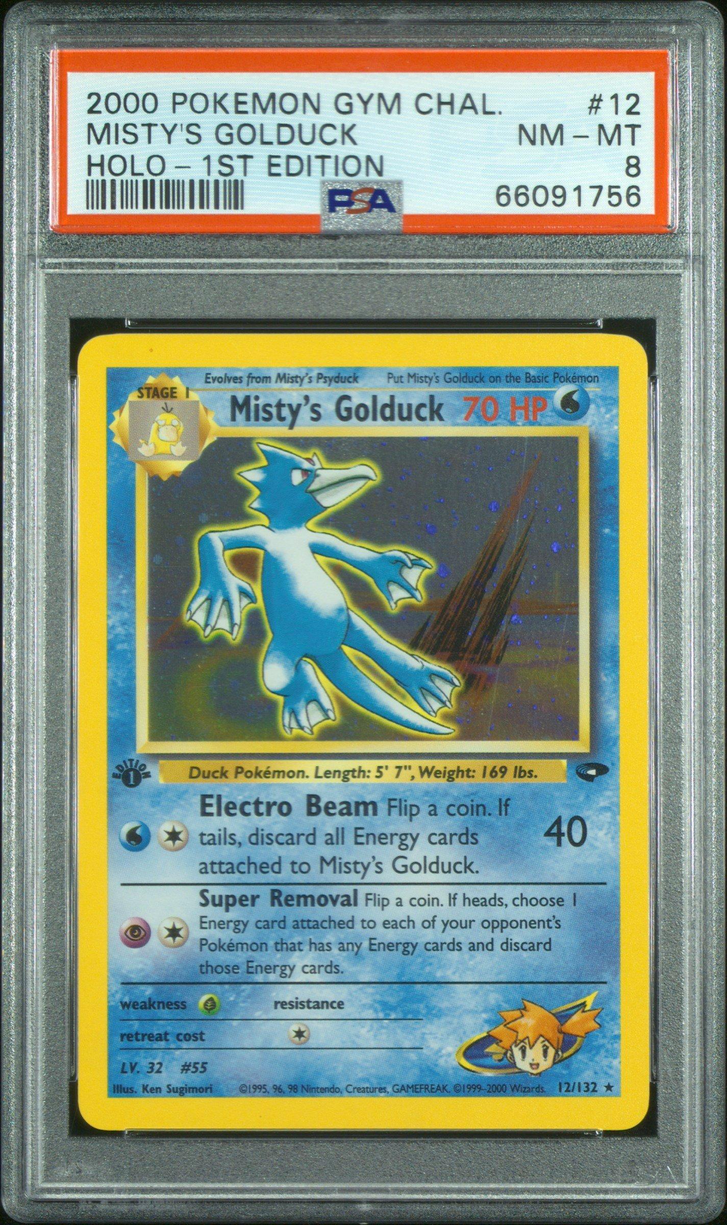 2000 Pokemon Gym Challenge 12 Misty's Golduck Holo-1st Edition PSA 8