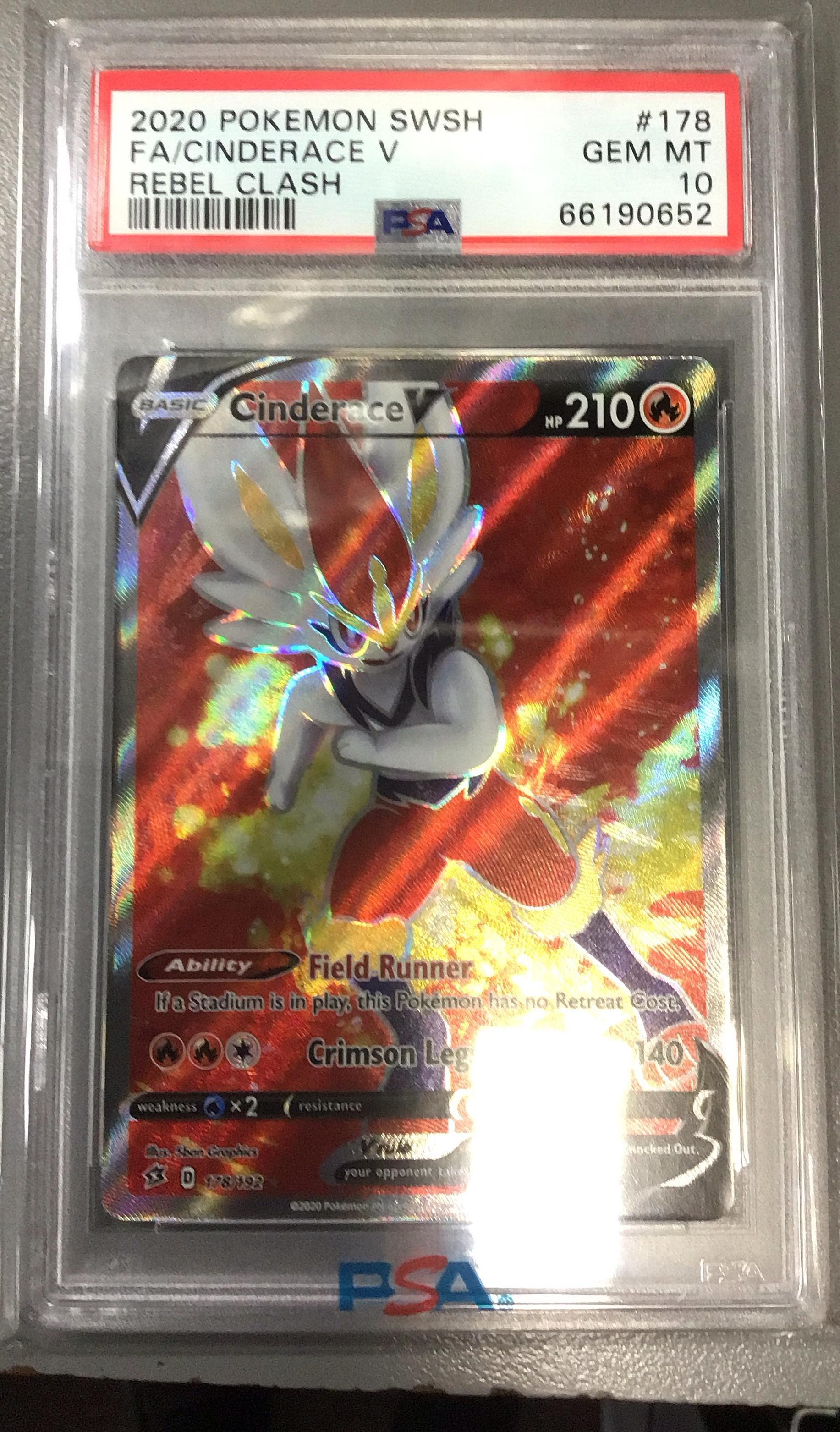 2020 Pokemon Sword & Shield Rebel Clash 178 Full Art/cinderace V PSA 10  Graded Card | GameStop