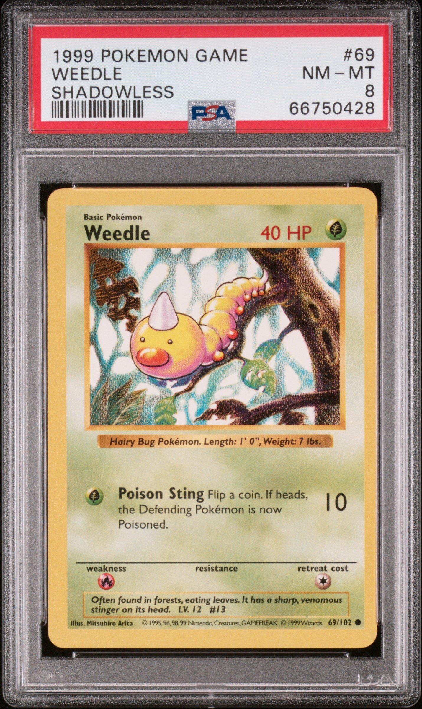 1999 Pokemon Game 69 Weedle Shadowless PSA 8 Graded Card | GameStop