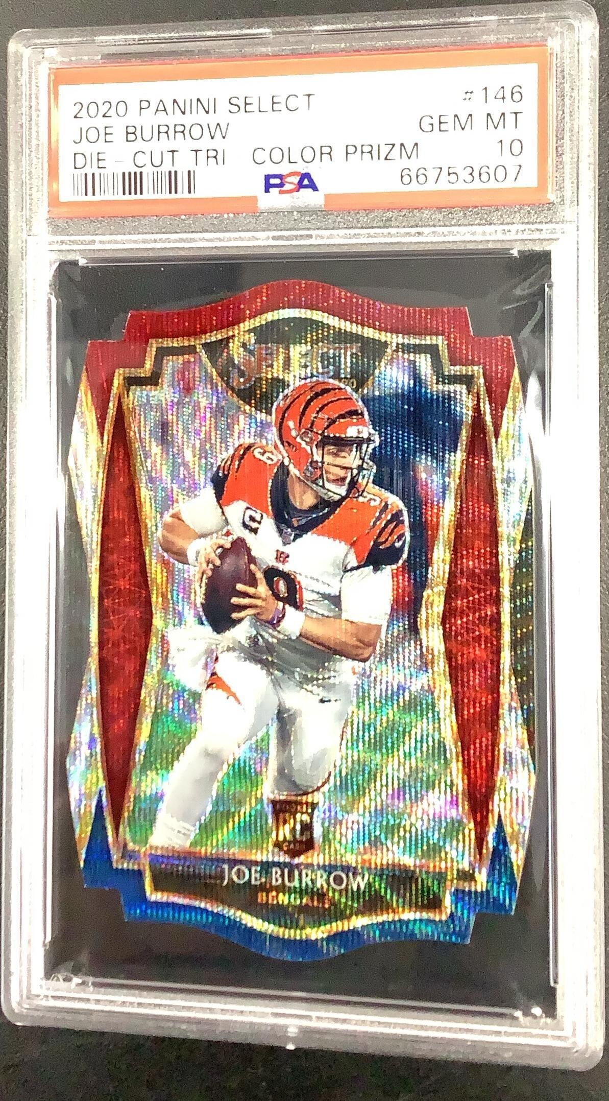 2020 Panini Select 146 Joe Burrow Die-cut Tri-color Prizm PSA 10