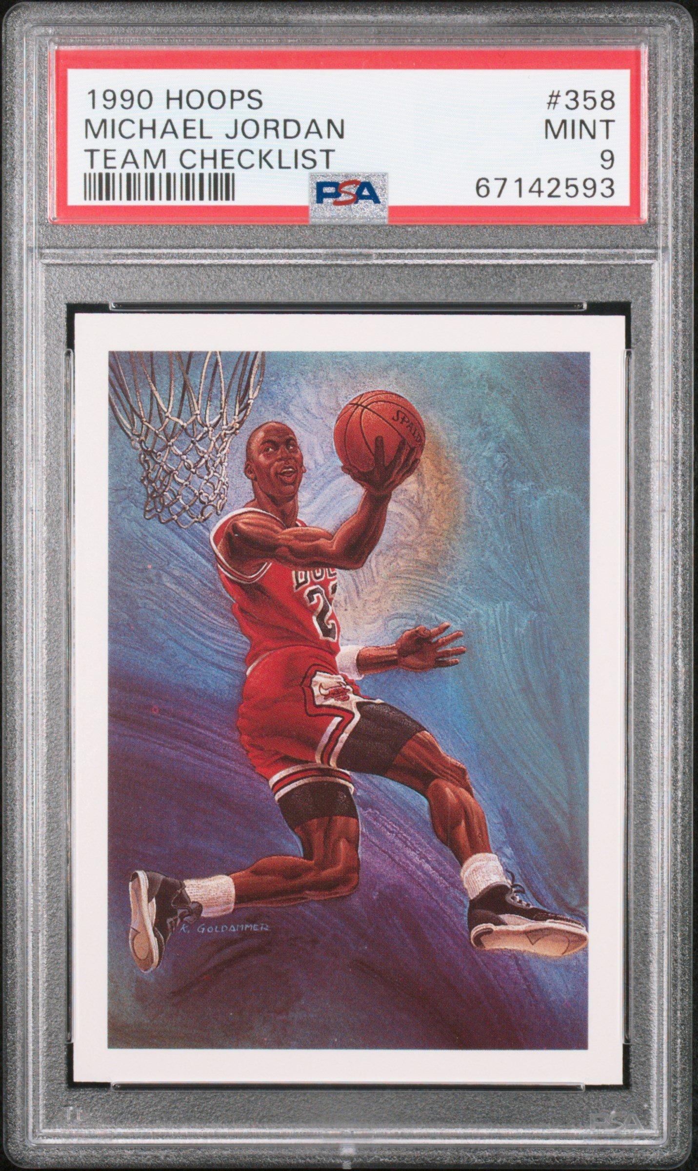1990 Hoops 358 Michael Jordan Team Checklist PSA 9 Graded Card