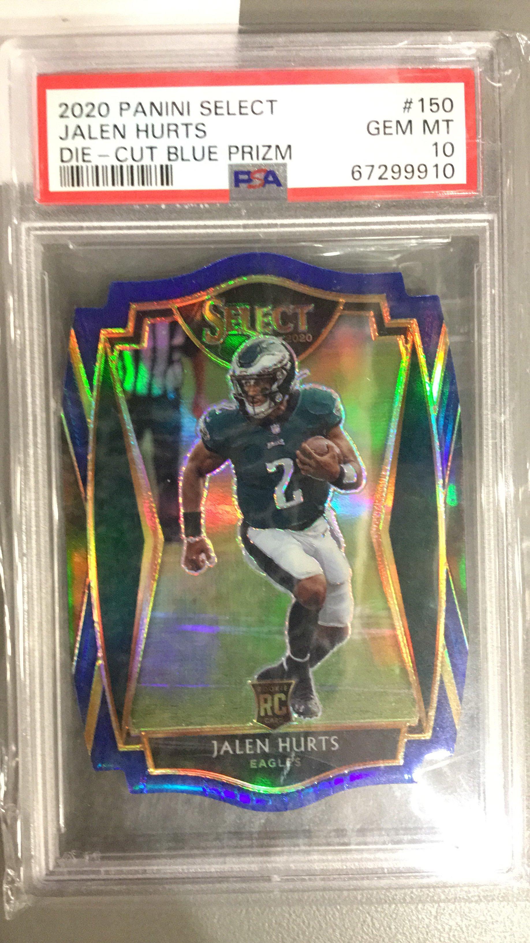 2020 Panini Select 150 Jalen Hurts Die-cut Blue Prizm PSA 10