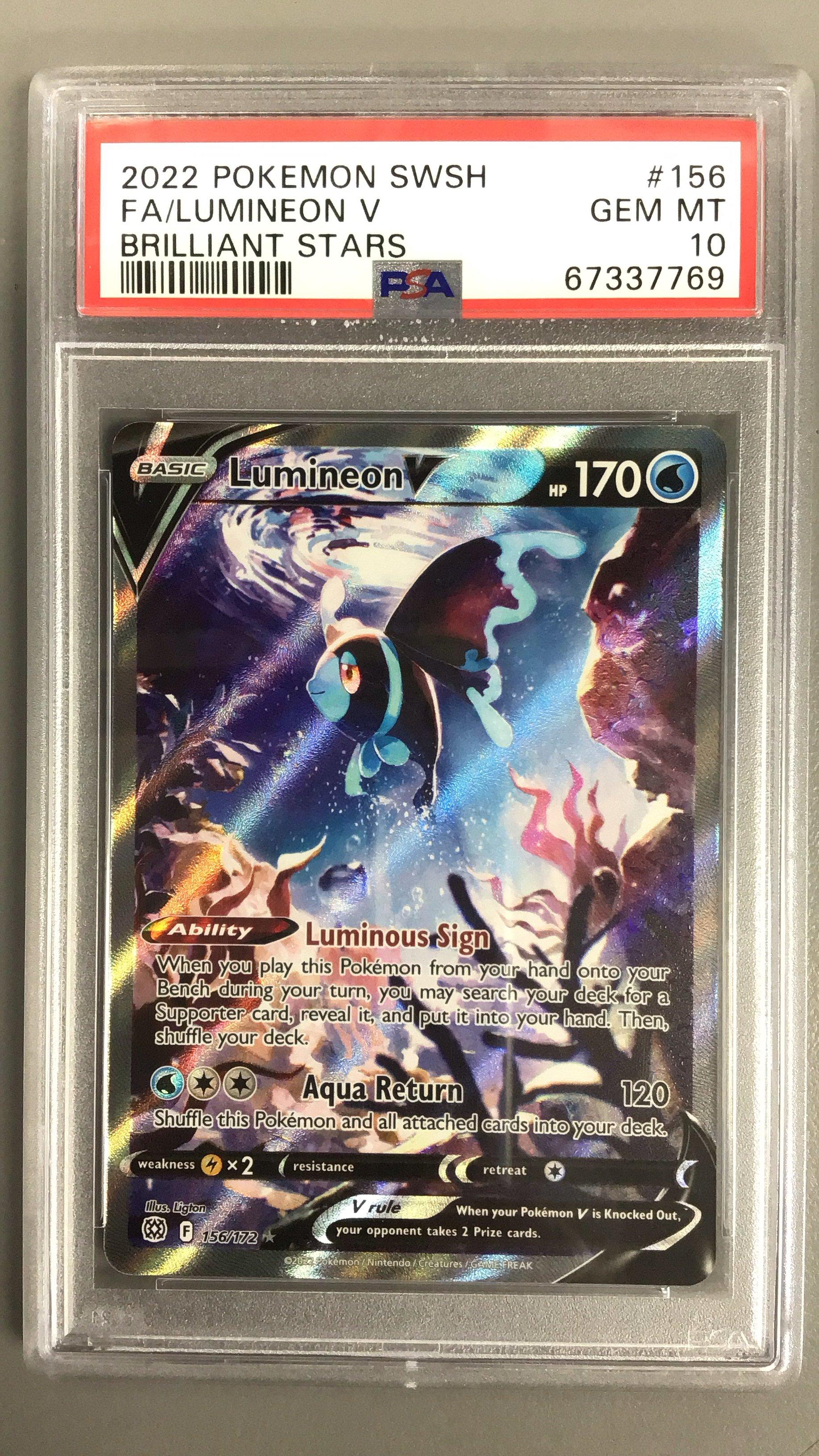 2022 Pokemon Sword & Shield Brilliant Stars 156 Full Art/lumineon V PSA ...