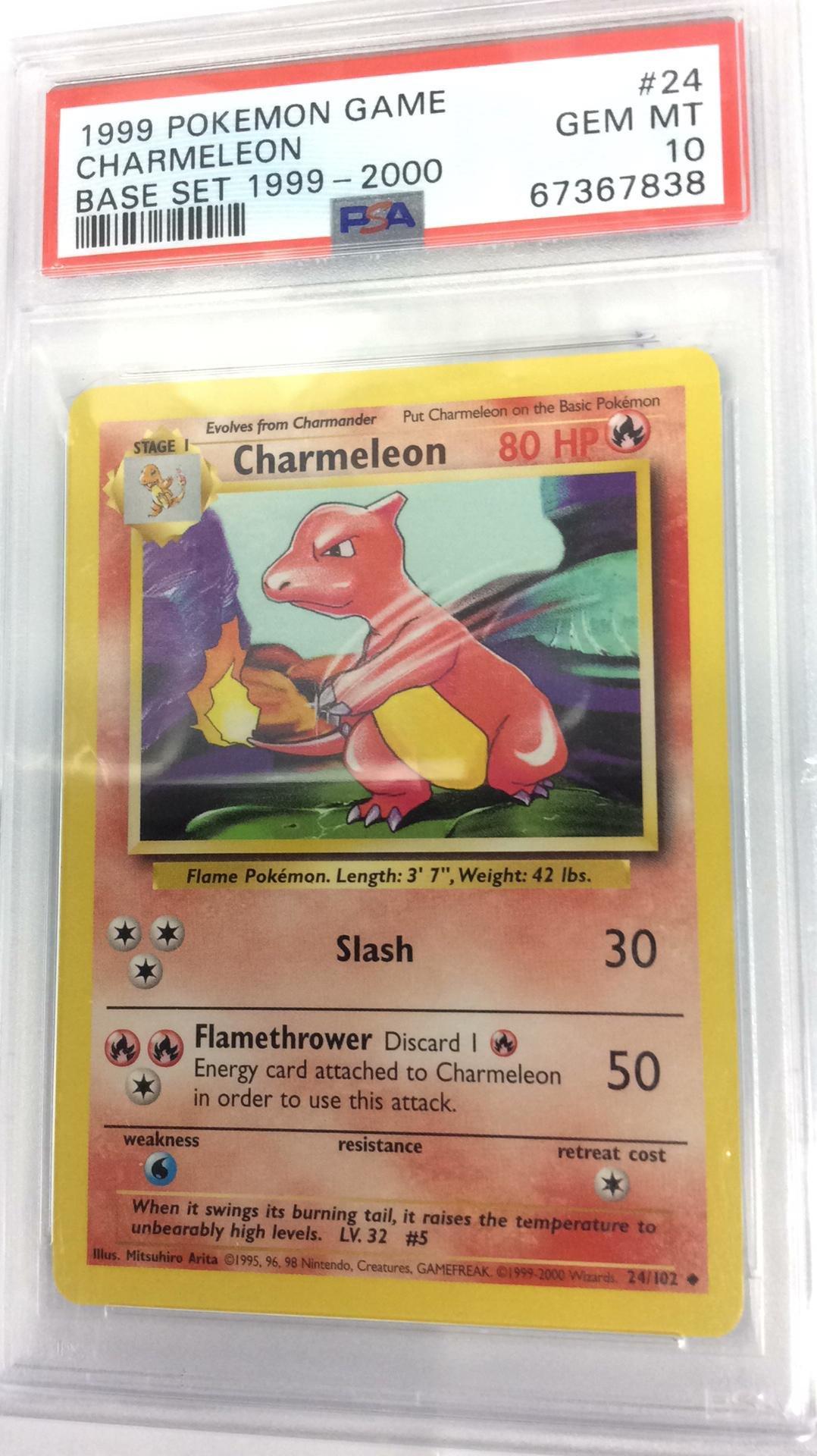 1999 Pokemon Game 24 Charmeleon Base Set 1999-2000 PSA 10 Graded