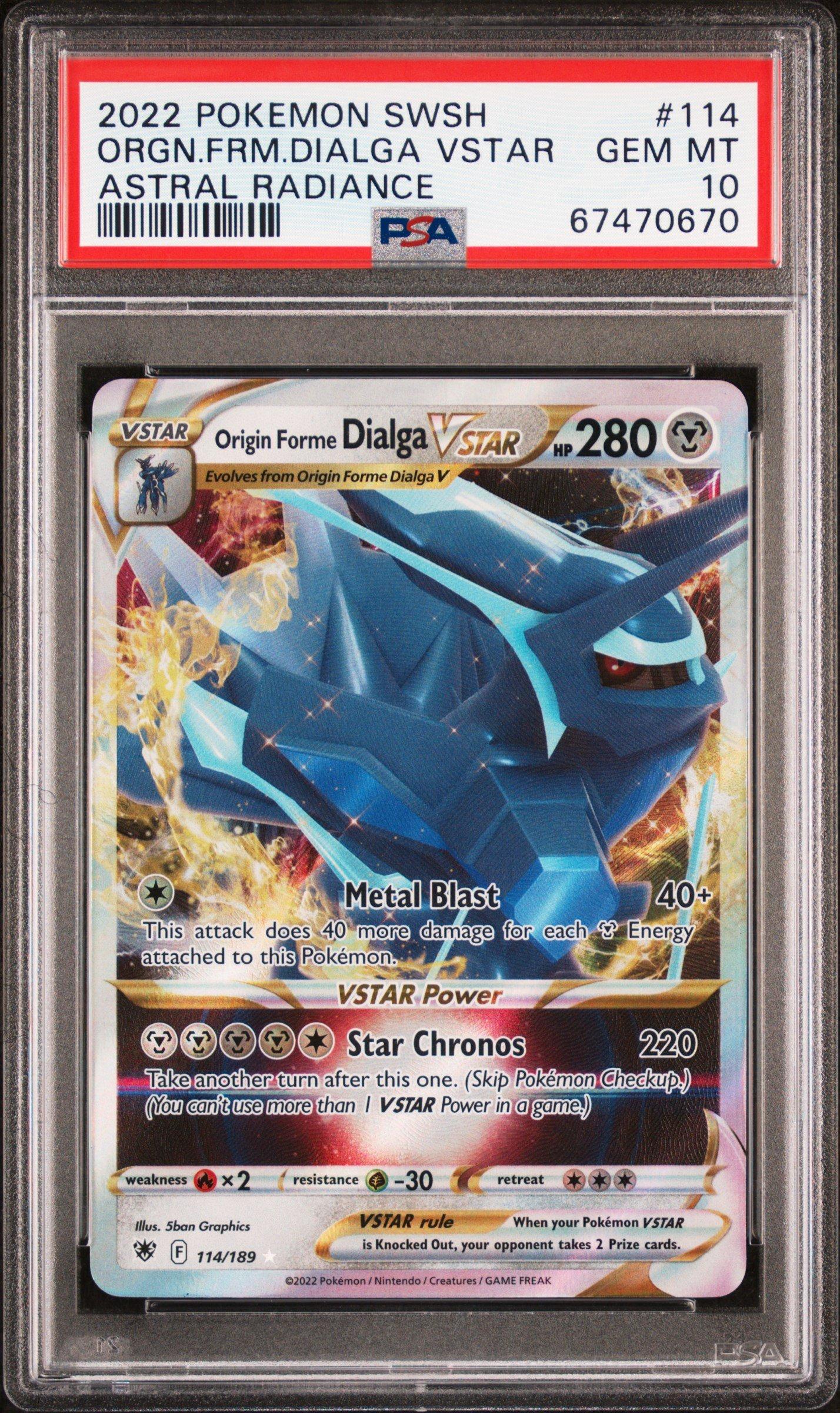 2022 Pokemon Sword & Shield Astral Radiance 114 Origin Forme Dialga Vstar PSA