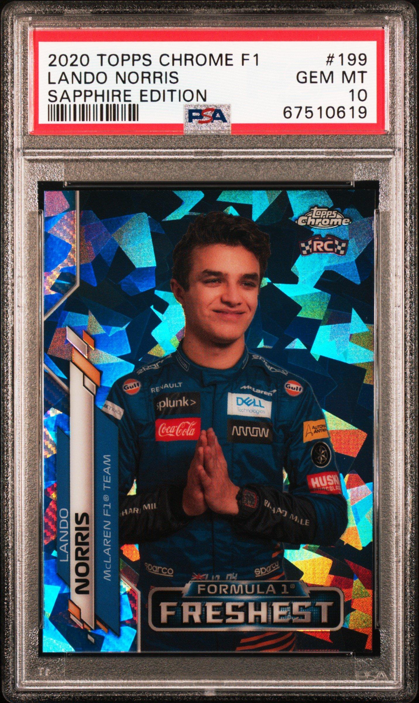 2020 Topps Chrome Formula 1 Sapphire Edition 199 Lando Norris PSA 10
