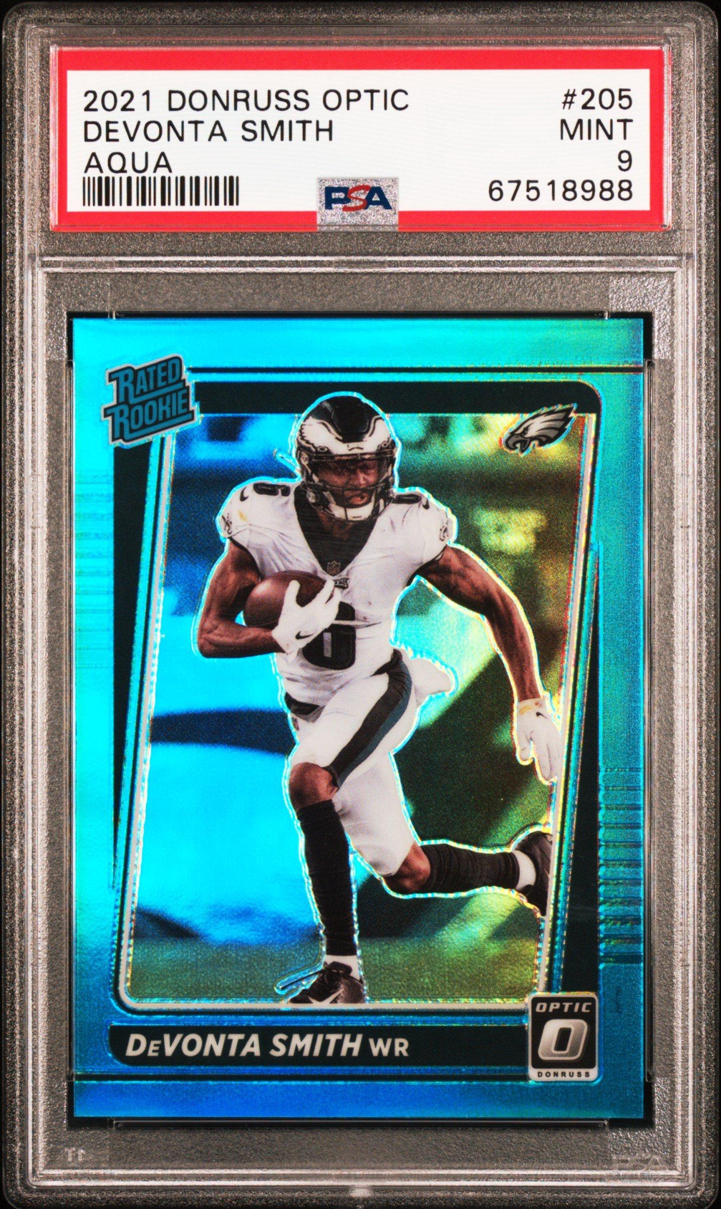 2021 Panini Donruss Optic 205 Devonta Smith Aqua PSA 9