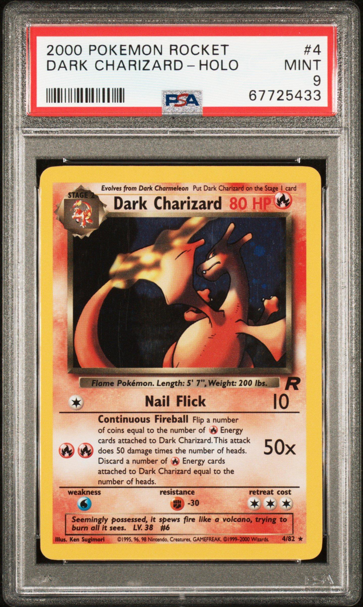 charizard pokemon card psa 9 2000 Rocket 4 Dark Charizard-holo Graded style setup or your main portfolio 2000 Pokemon Charizard Base II