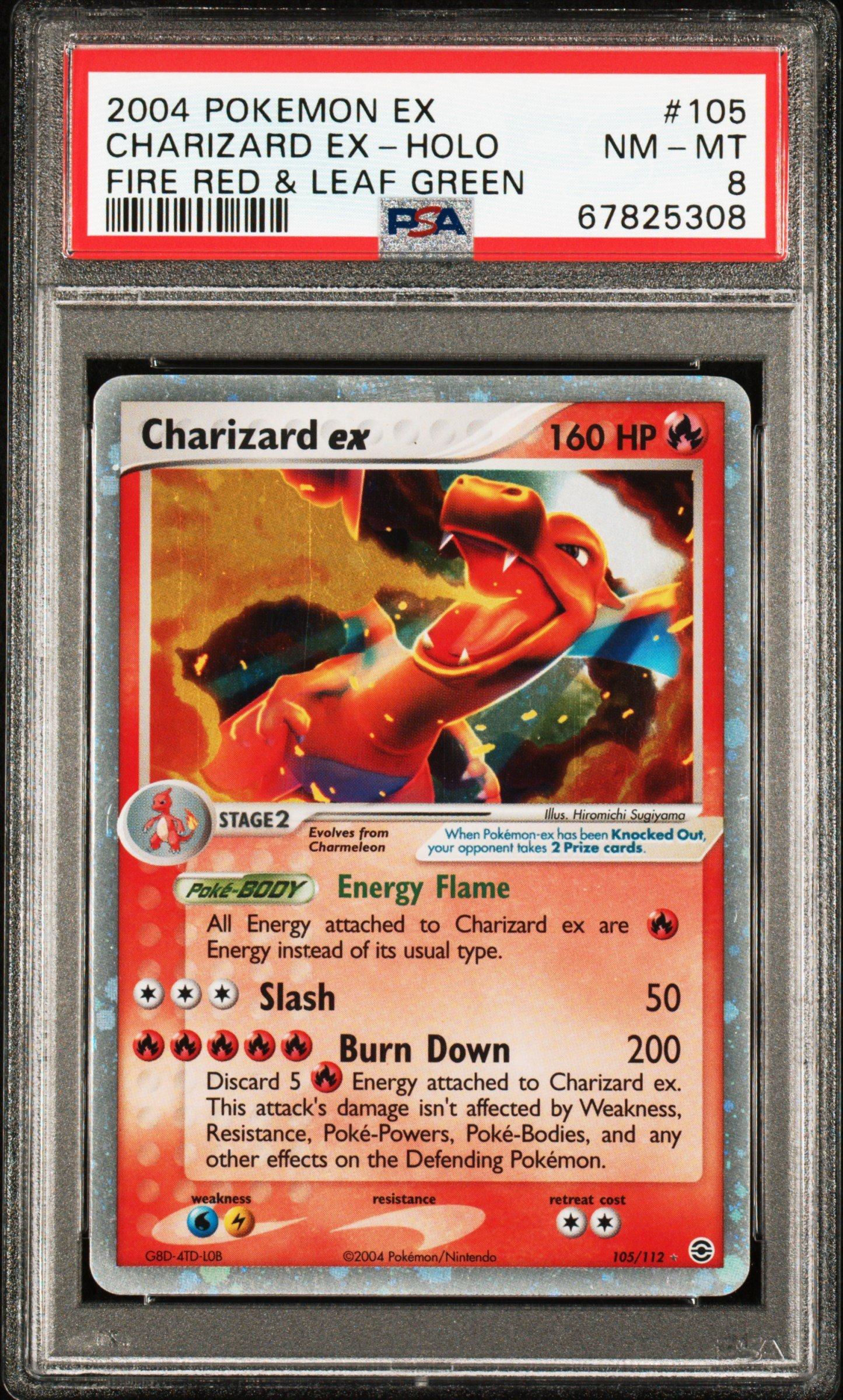 【PSA5】リザードンex 2004年製 2004 Pokemon Ex Fire Red & Leaf Green 105 Charizard Ex-holo PSA 8