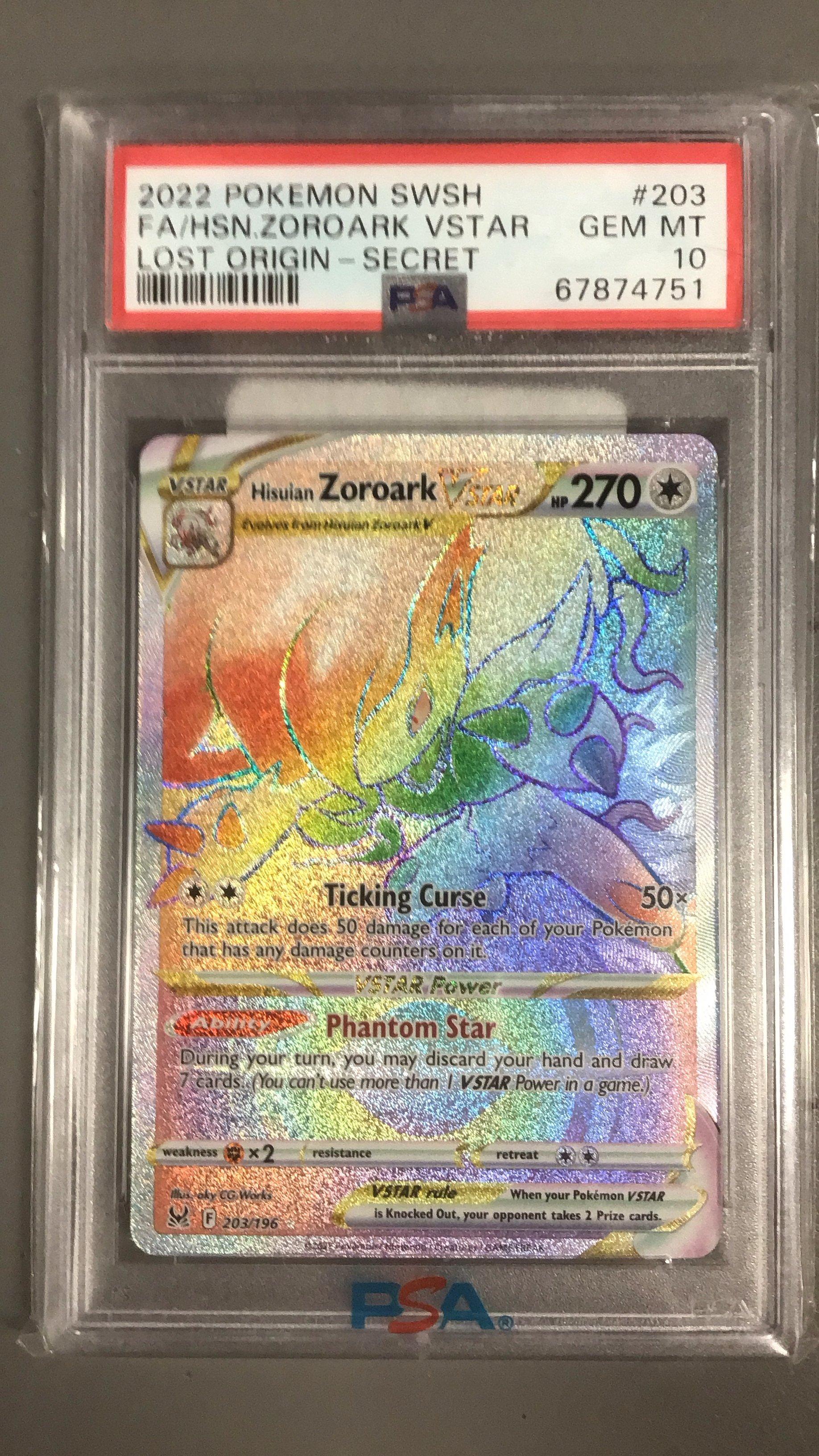2022 Pokemon Sword & Shield Lost Origin 203 Full Art/hisuian Zoroark Vstar Secret PSA 10