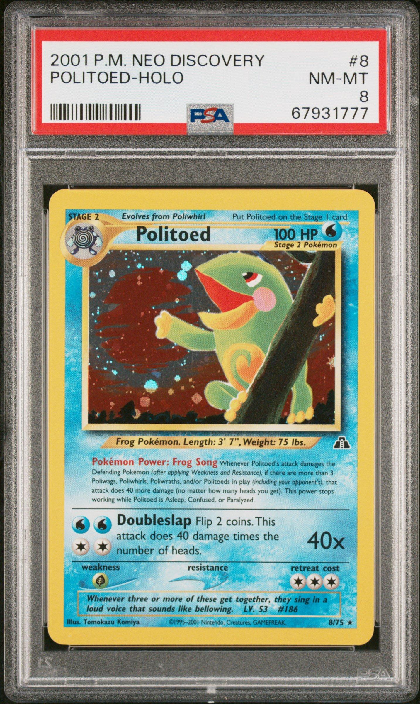 2001 Pokemon Neo Discovery 8 Politoed-holo PSA 8
