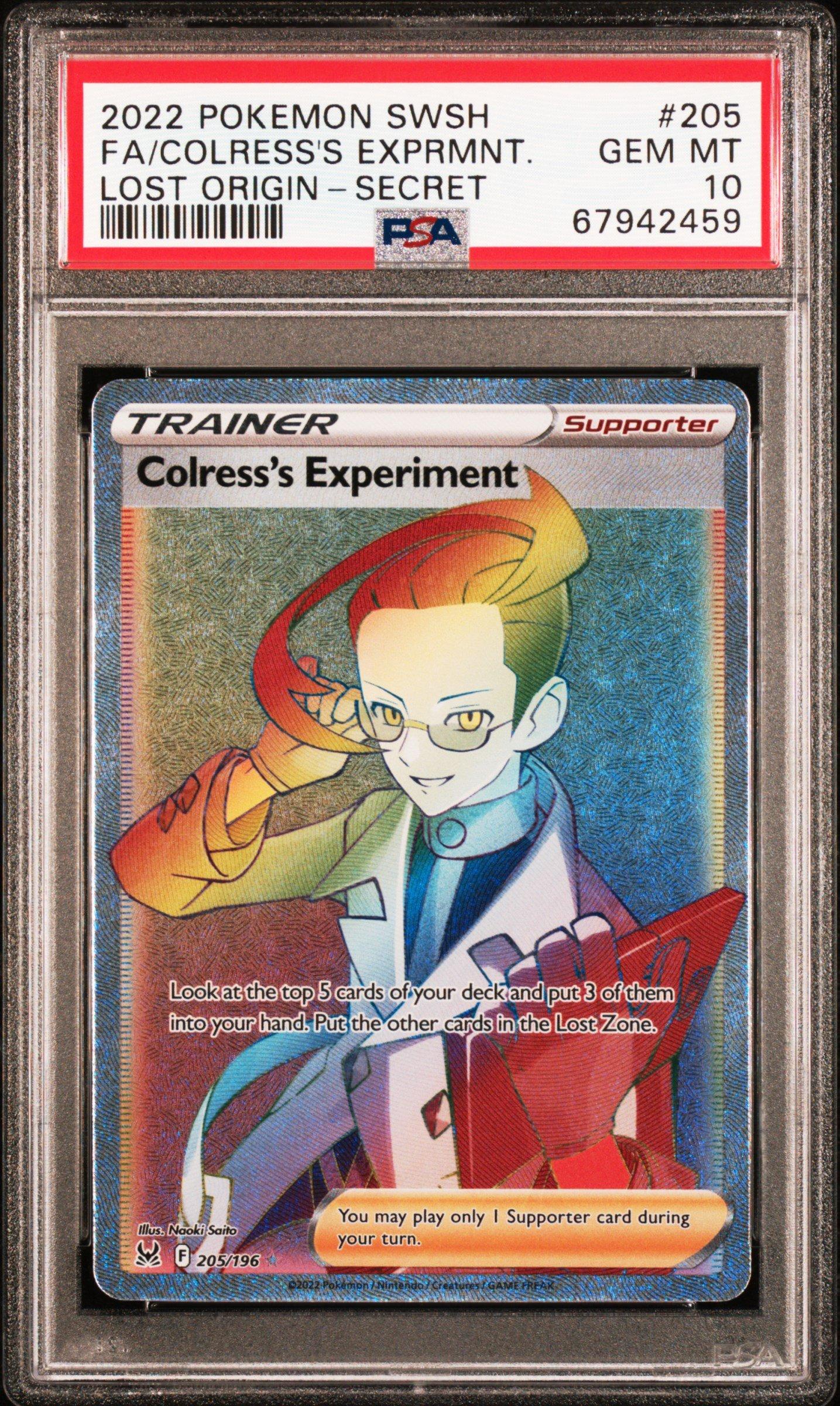 2022 Pokemon Sword & Shield Lost Origin 205 Full Art/colress's Experiment Secret PSA 10