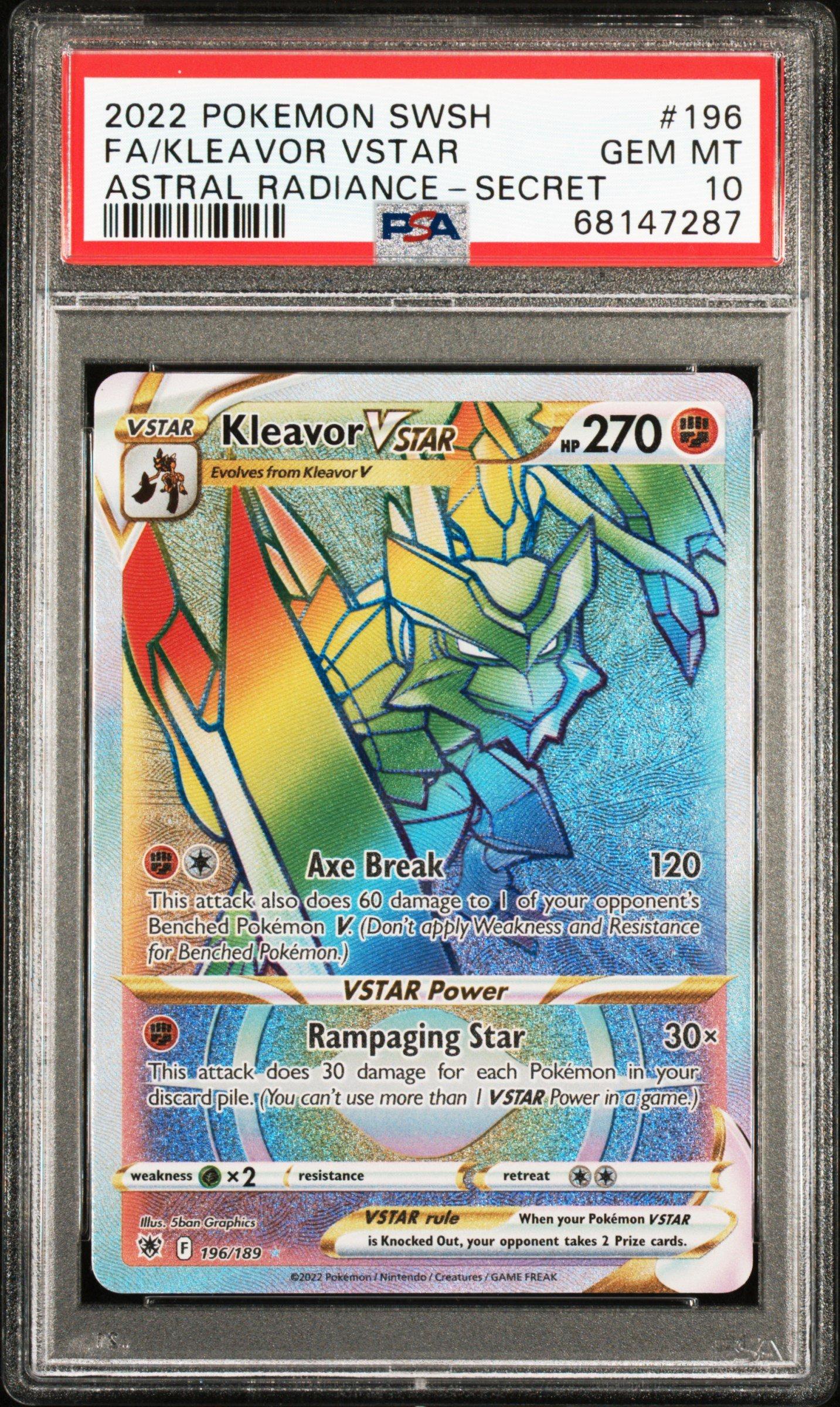 2022 Pokemon Sword & Shield Astral Radiance 196 Full Art/kleavor Vstar Secret PSA 10