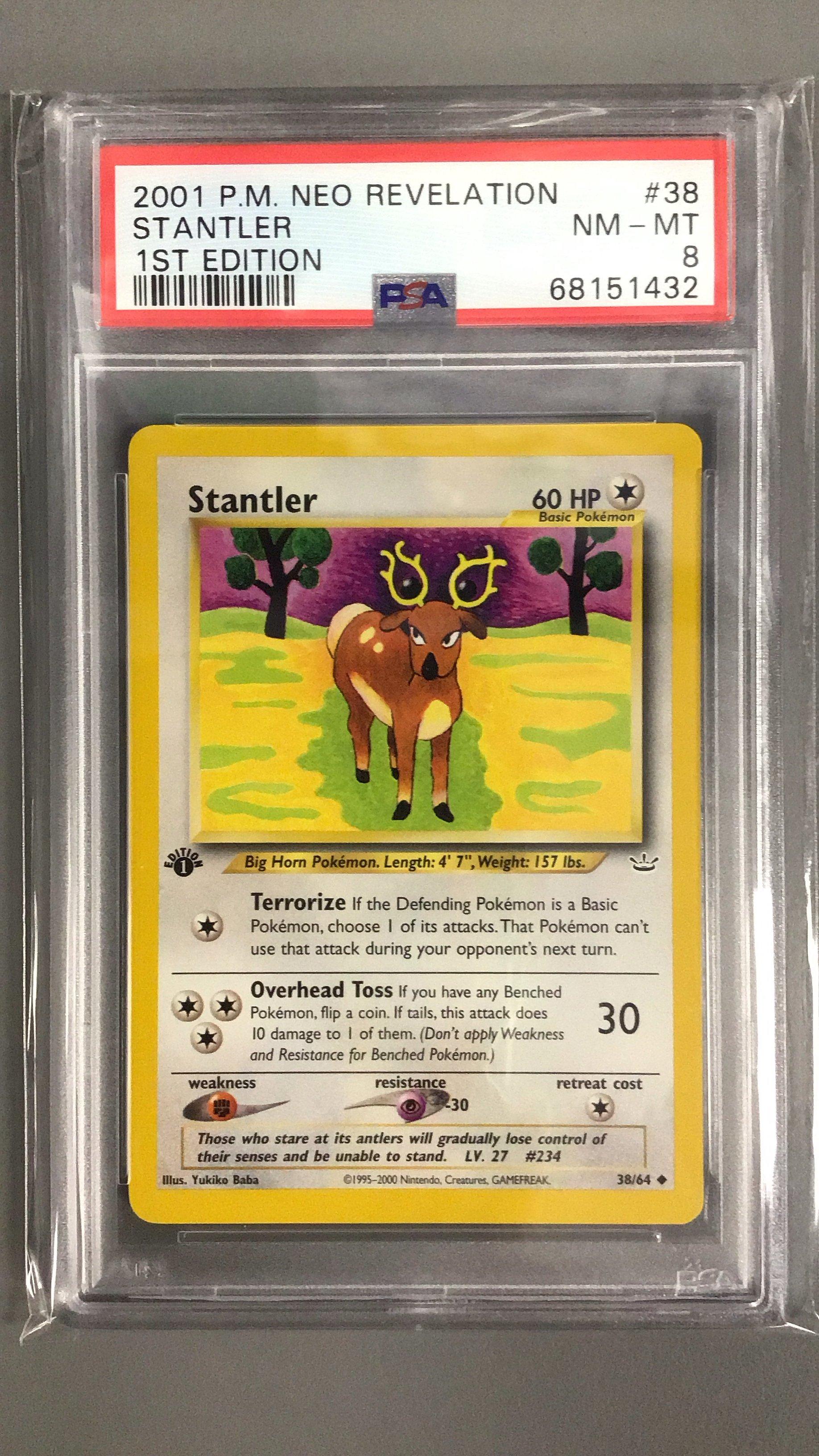 2001 Pokemon Neo Revelation 38 Stantler 1st Edition PSA 8