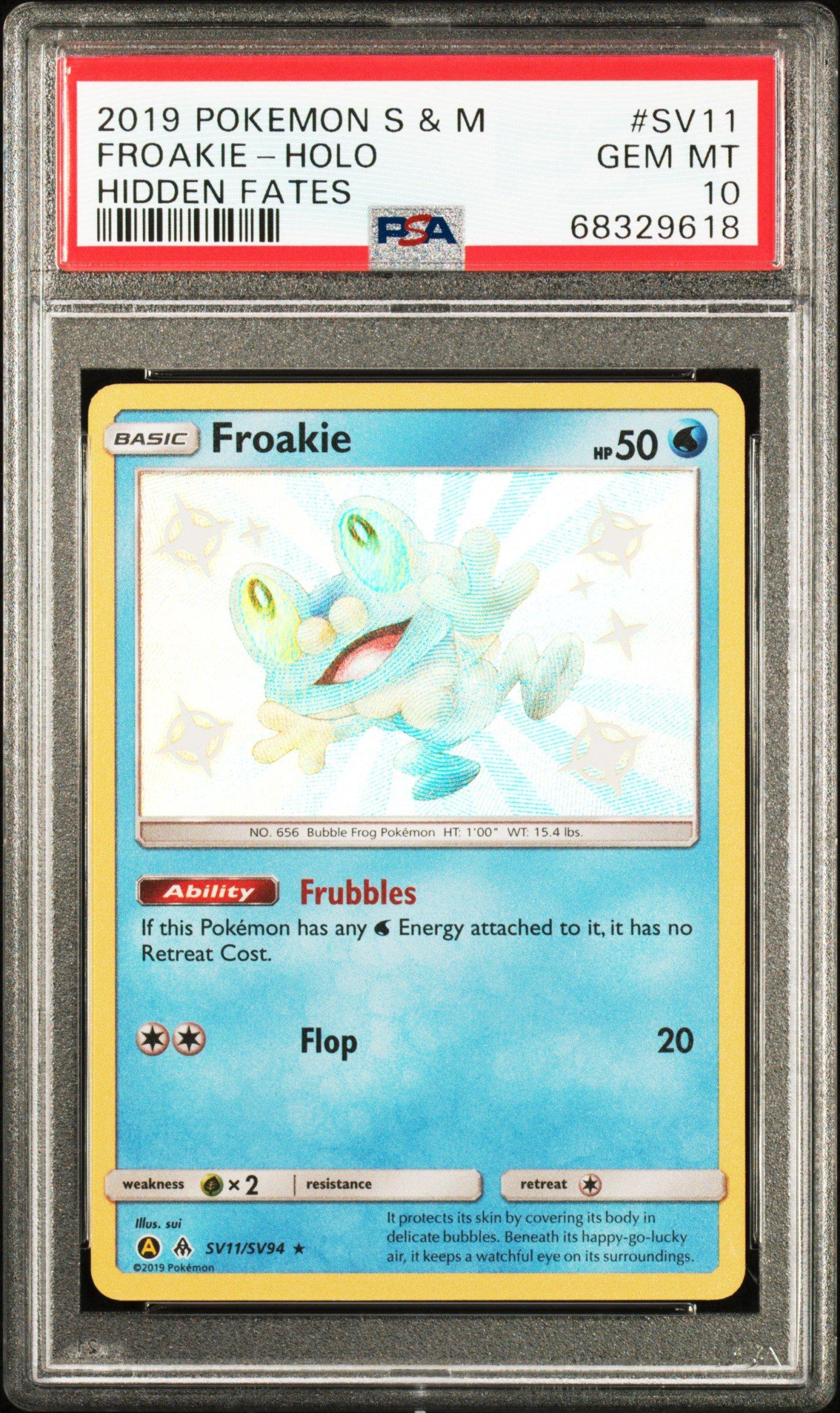 2019 Pokemon Sun & Moon Hidden Fates Sv11 Froakie-holo PSA 10