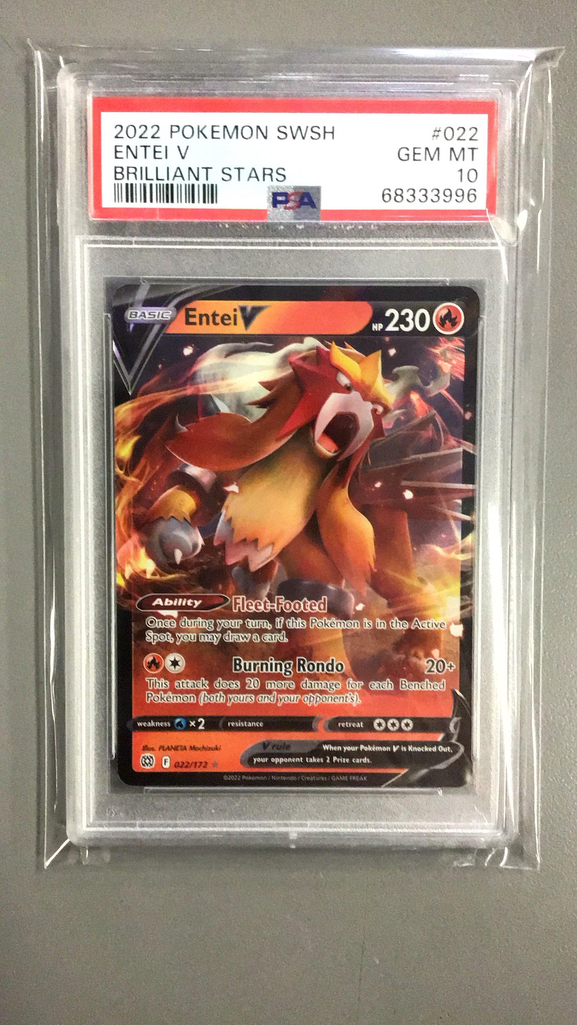 2022 Pokemon Sword & Shield Brilliant Stars 022 Entei V PSA 10