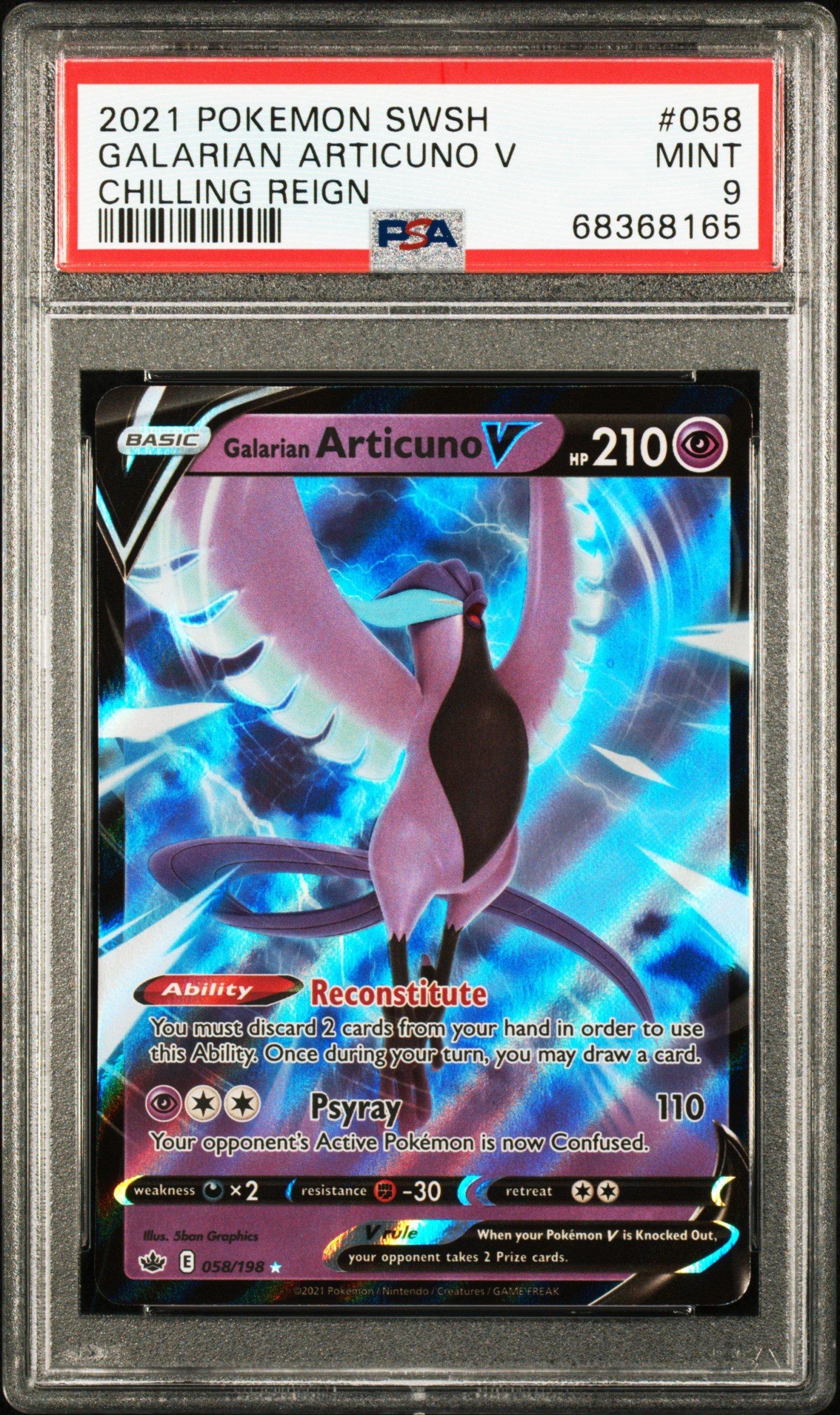 2021 Pokemon Sword & Shield Chilling Reign 058 Galarian Articuno V PSA