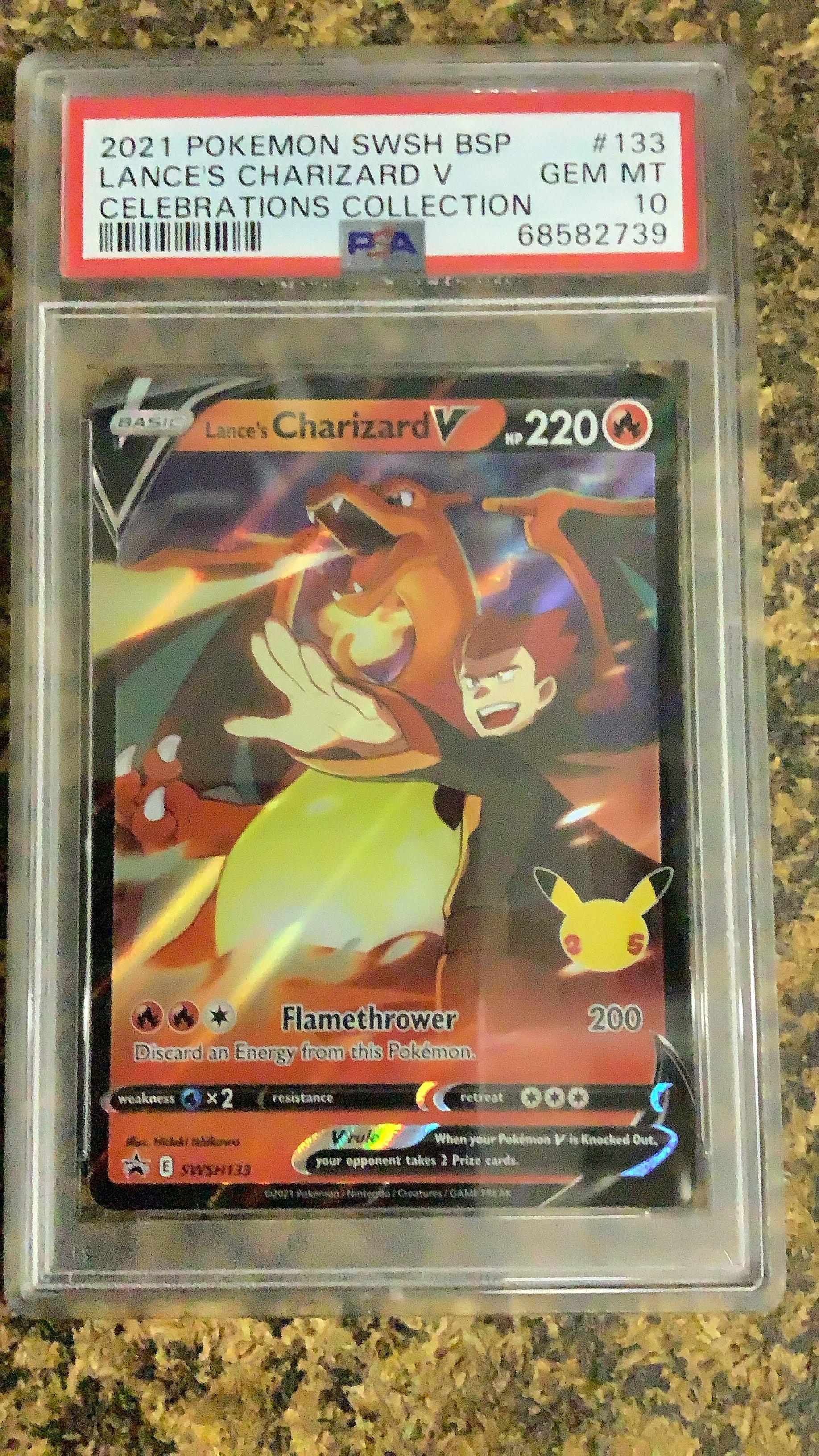 2021 Pokemon SWSH BSP Lance’s fashion Charizard V Celebrations Promo PSA 9