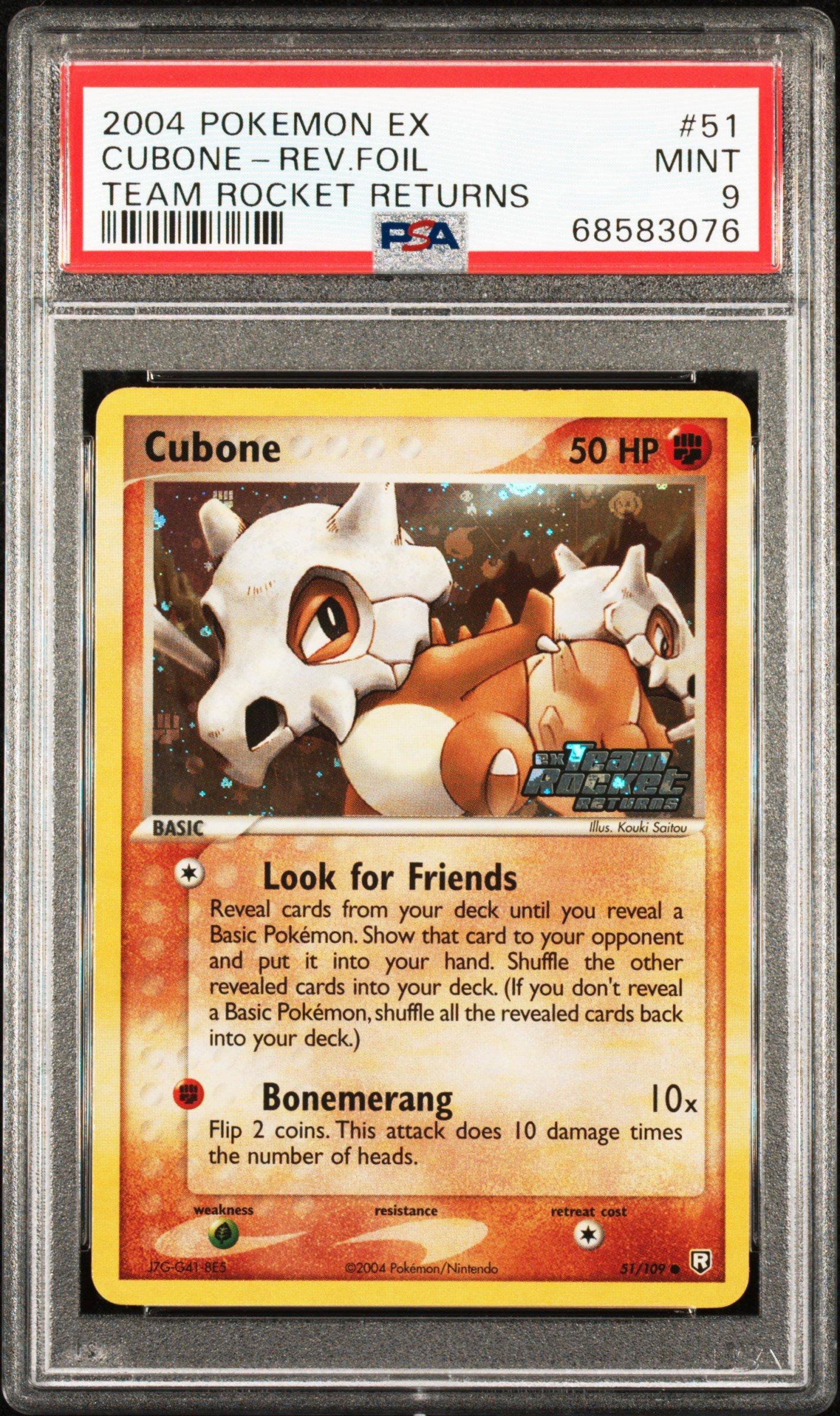 2004 Pokemon Ex Team Rocket Returns 51 Cubone-reverse Foil PSA 9