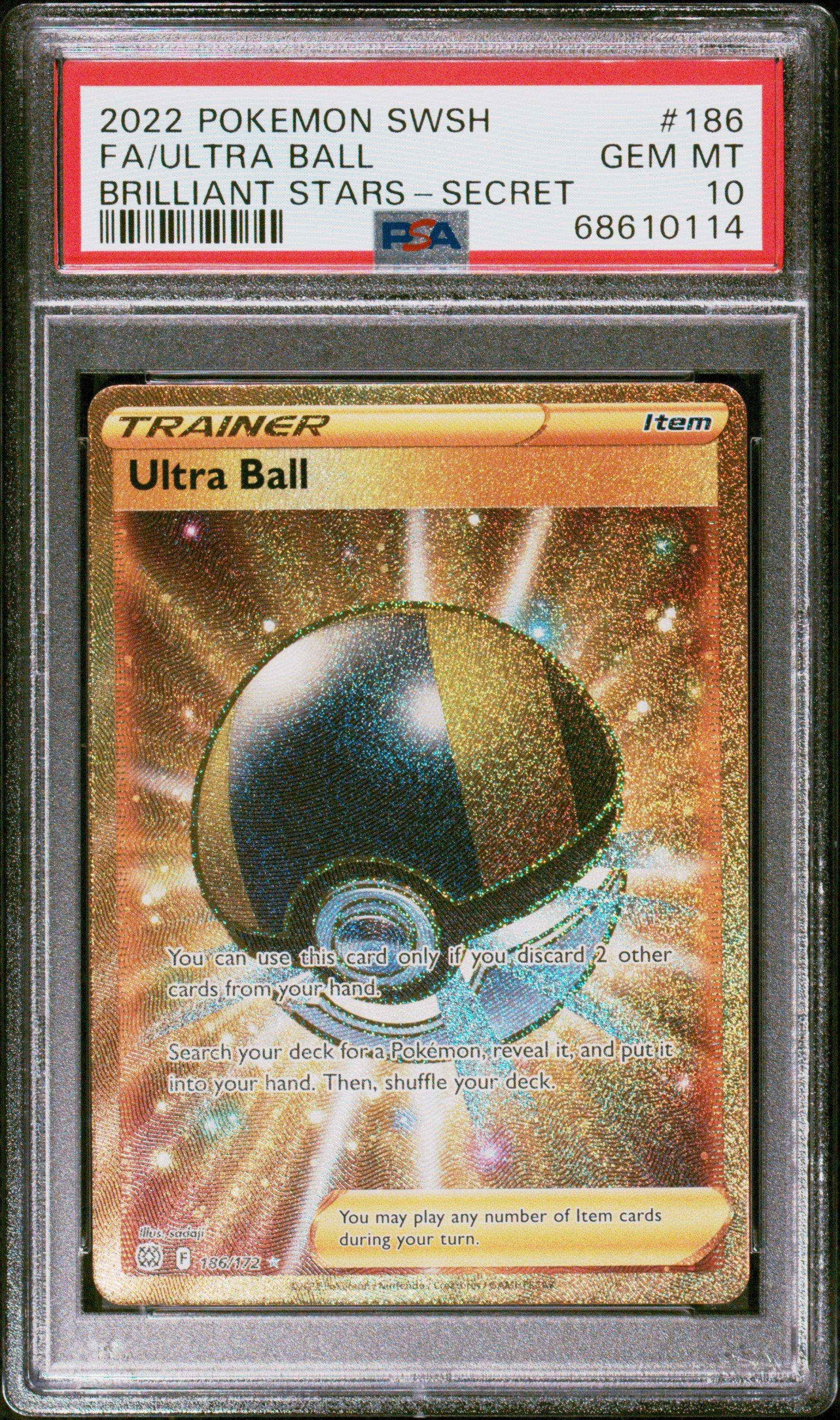 2022 Pokemon Sword & Shield Brilliant Stars 186 Full Art/ultra Ball Secret PSA