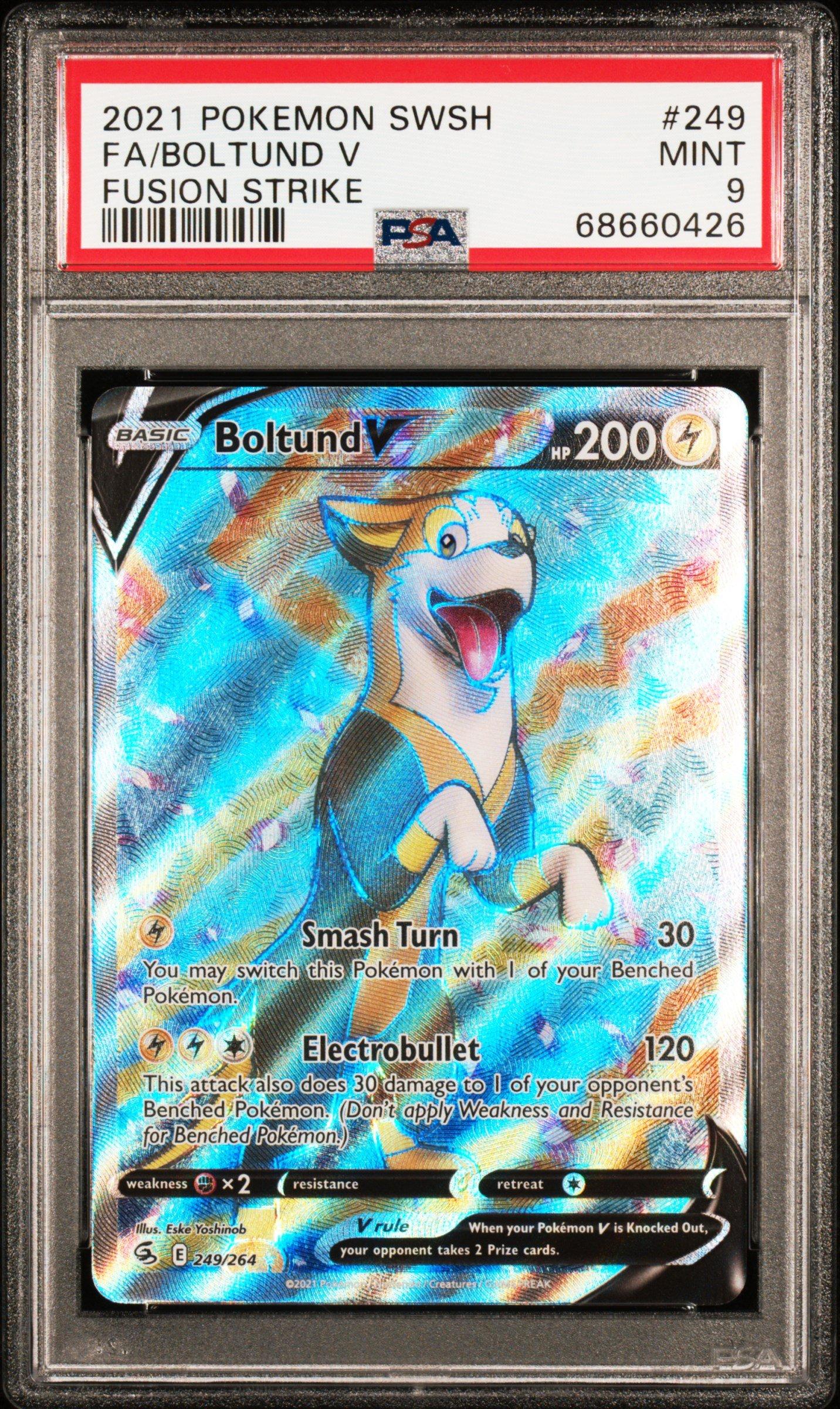 2021 Pokemon Sword & Shield Fusion Strike 249 Full Art/boltund V PSA