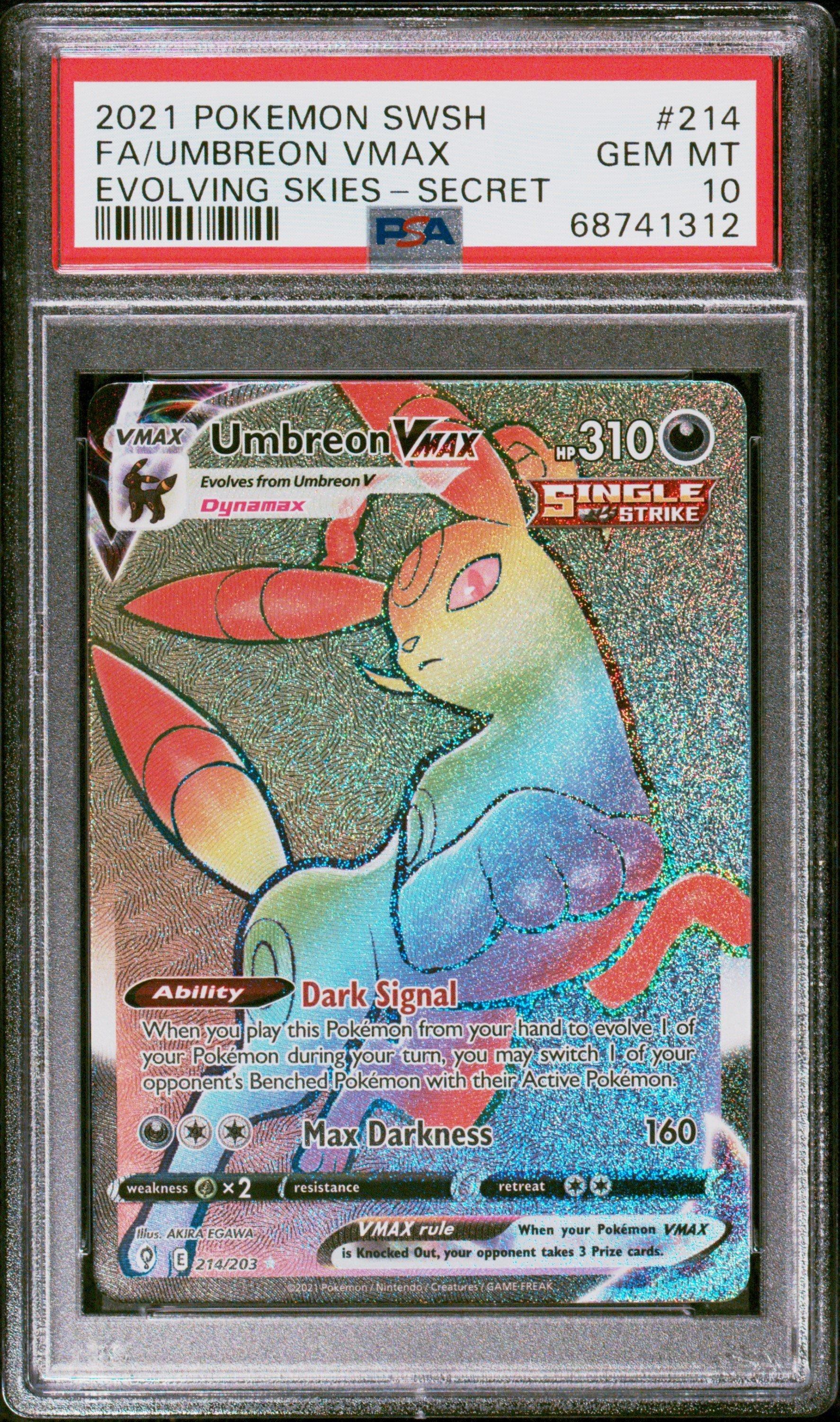 PSA 10 GEM MINT Umbreon VMAX 214/203 Secret Full Art 2021 top Evolving Skies Pokémon