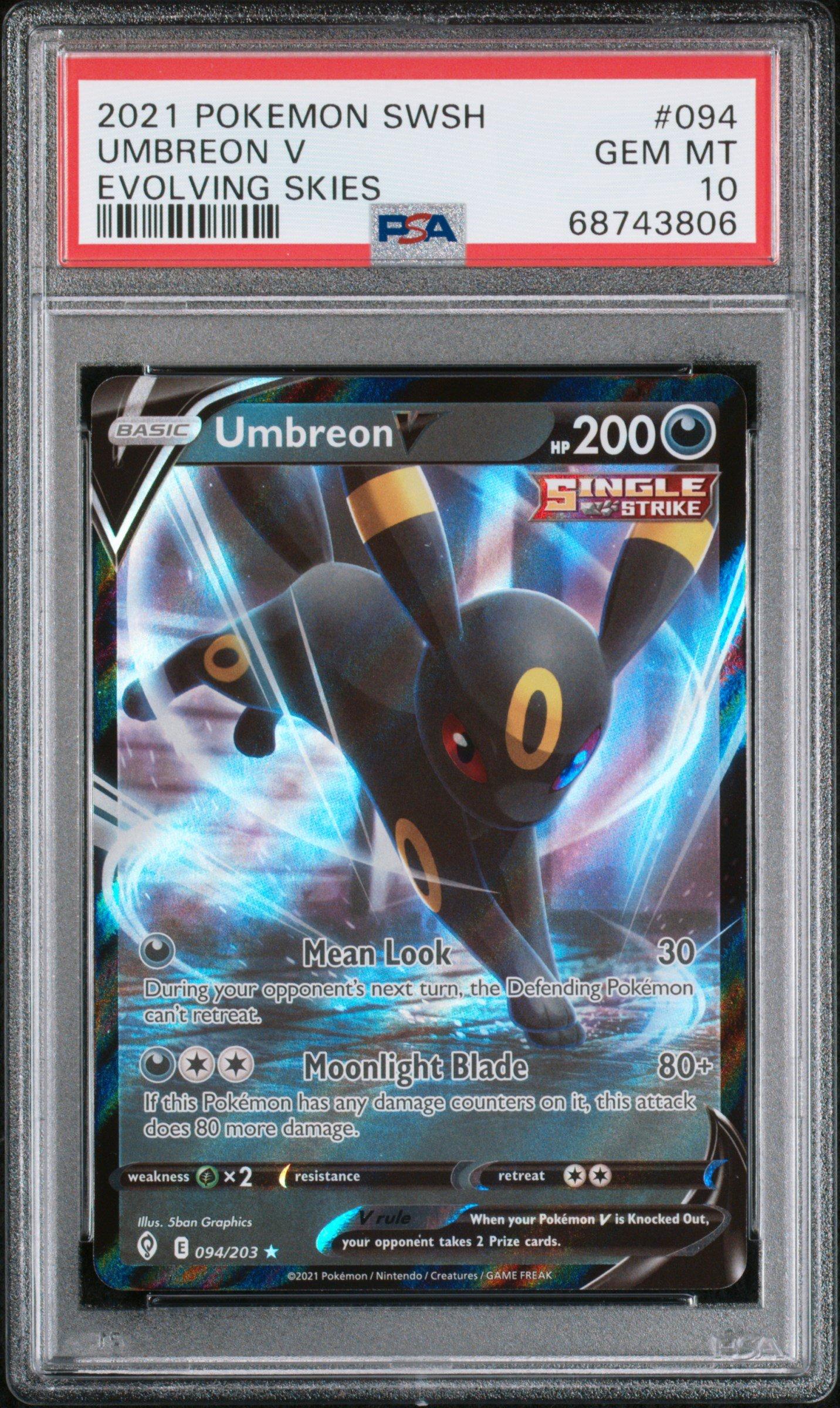 2021 Pokemon Sword & Shield Evolving Skies 094 Umbreon V PSA 10