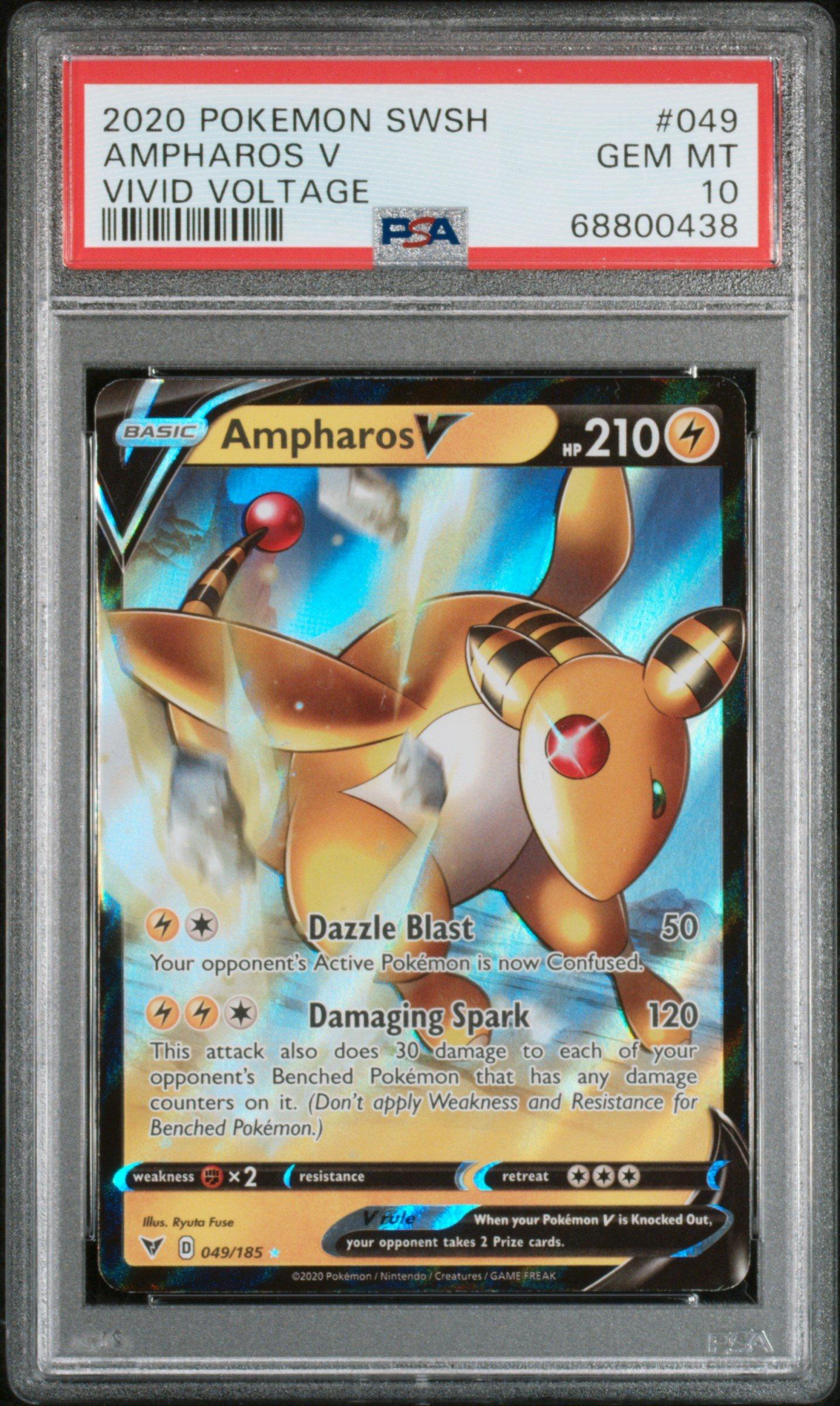 2020 Pokemon Sword & Shield Vivid Voltage 049 Ampharos V PSA
