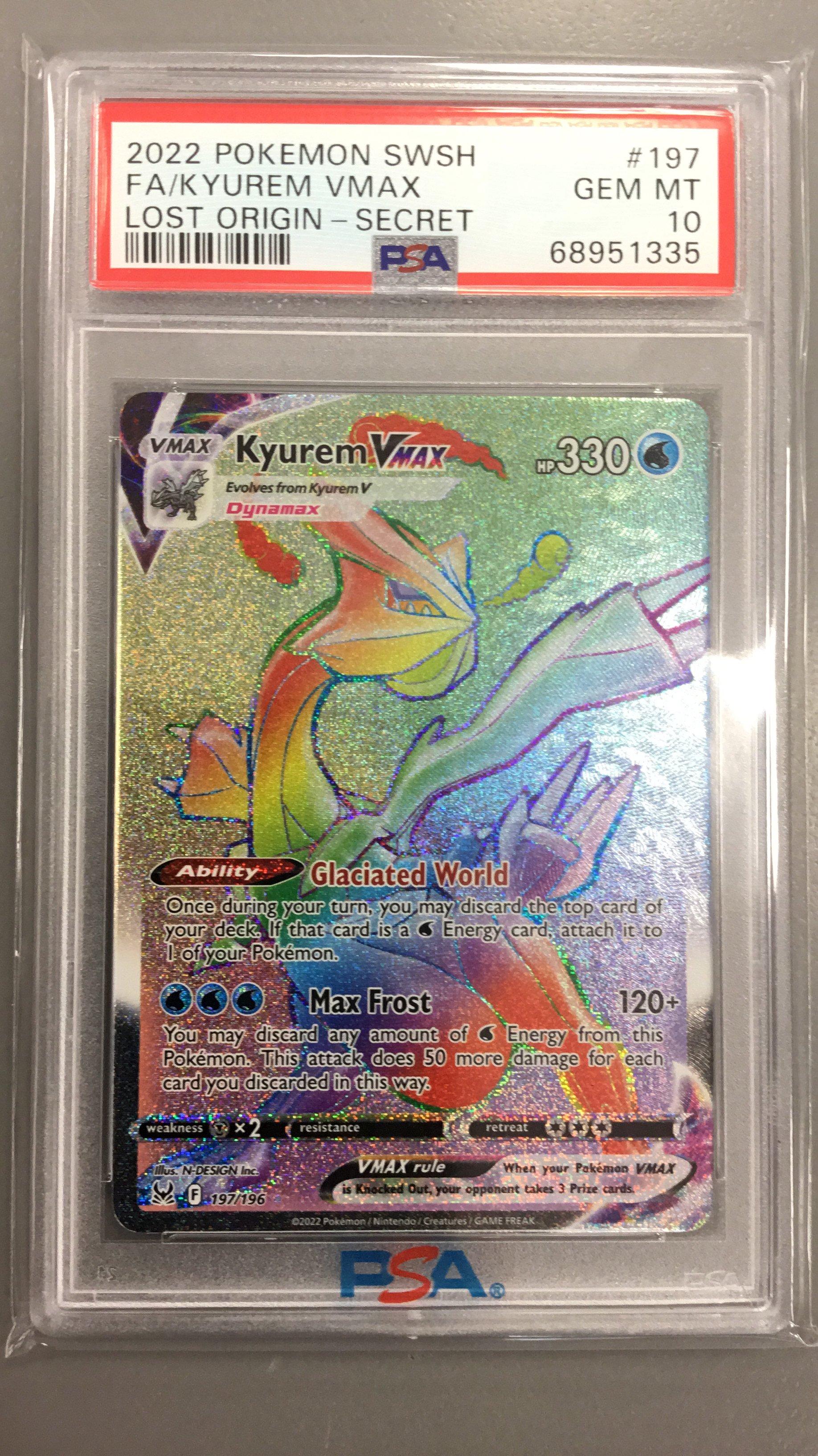 pokemon sword and shield secret rare cards 2022 & Lost Origin 197 Full Art/kyurem Vmax PSA 10 Graded Card My Sword and Shield Series