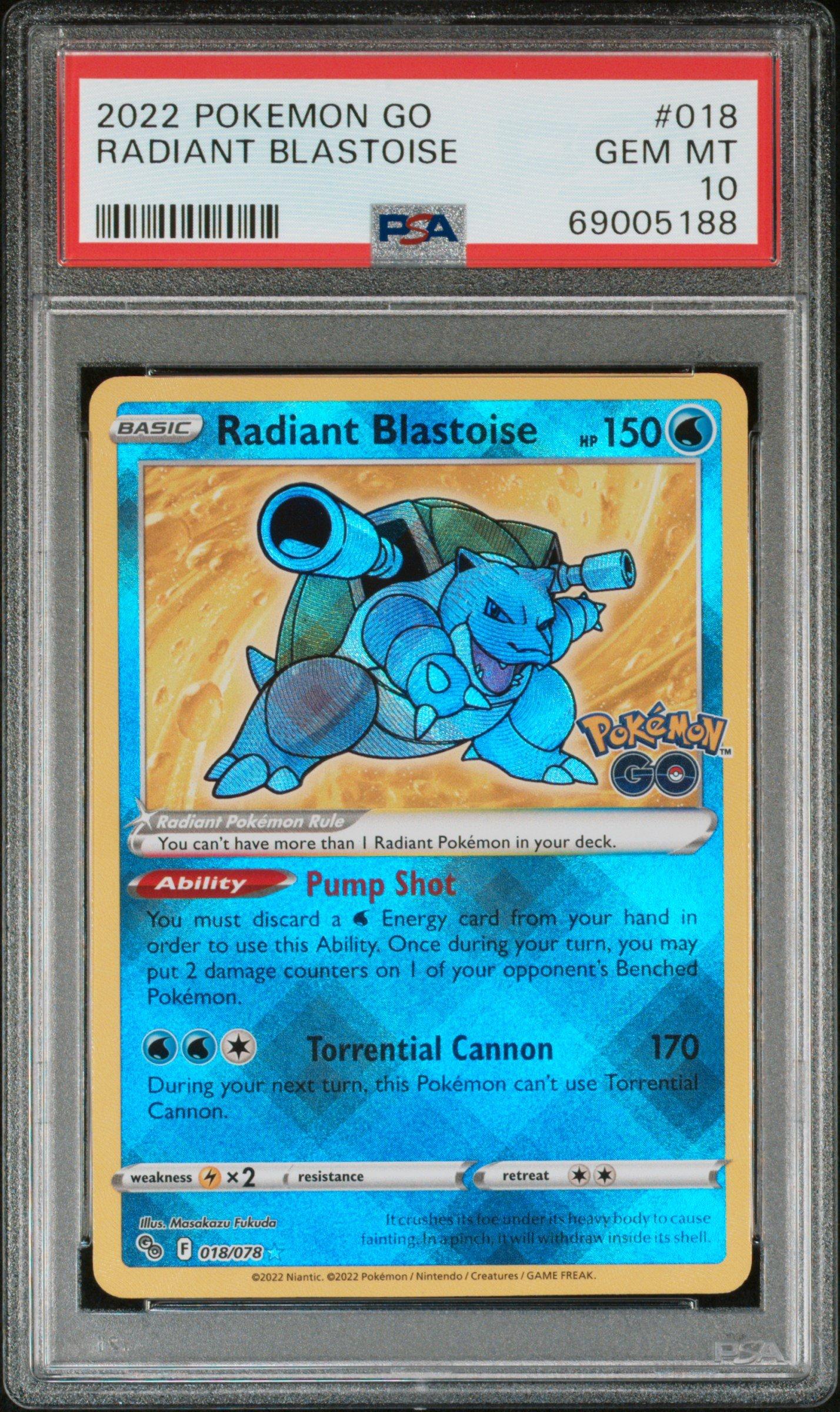 2022 Pokemon Go 018 Radiant Blastoise PSA 10 Graded Card | GameStop