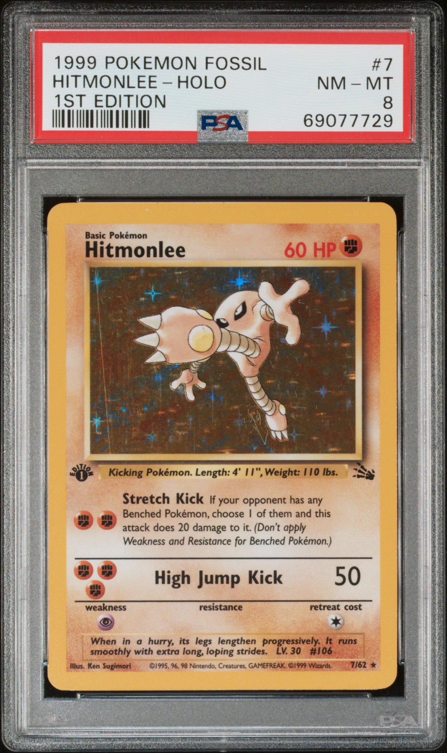 pokemon card hitmonlee Pokémon Card Hitmonlee #106 TV Animation Blue Logo 1st Print ENG L0159 –  AGS Collectibles main image 1