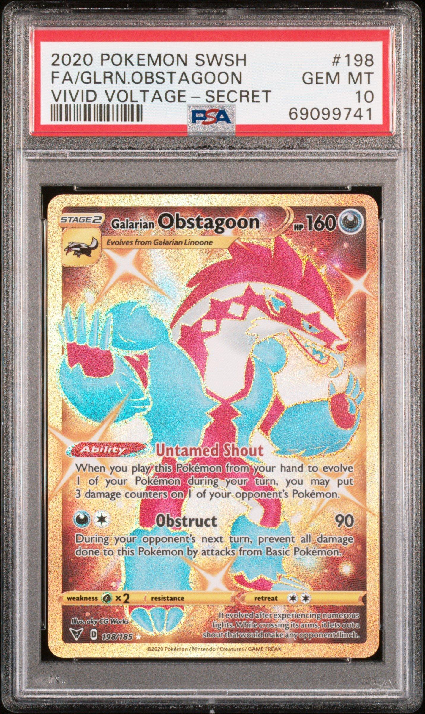2020 Pokemon Sword & Shield Vivid Voltage 198 Full Art/galarian Obstagoon  Secret PSA 10 Graded Card | GameStop