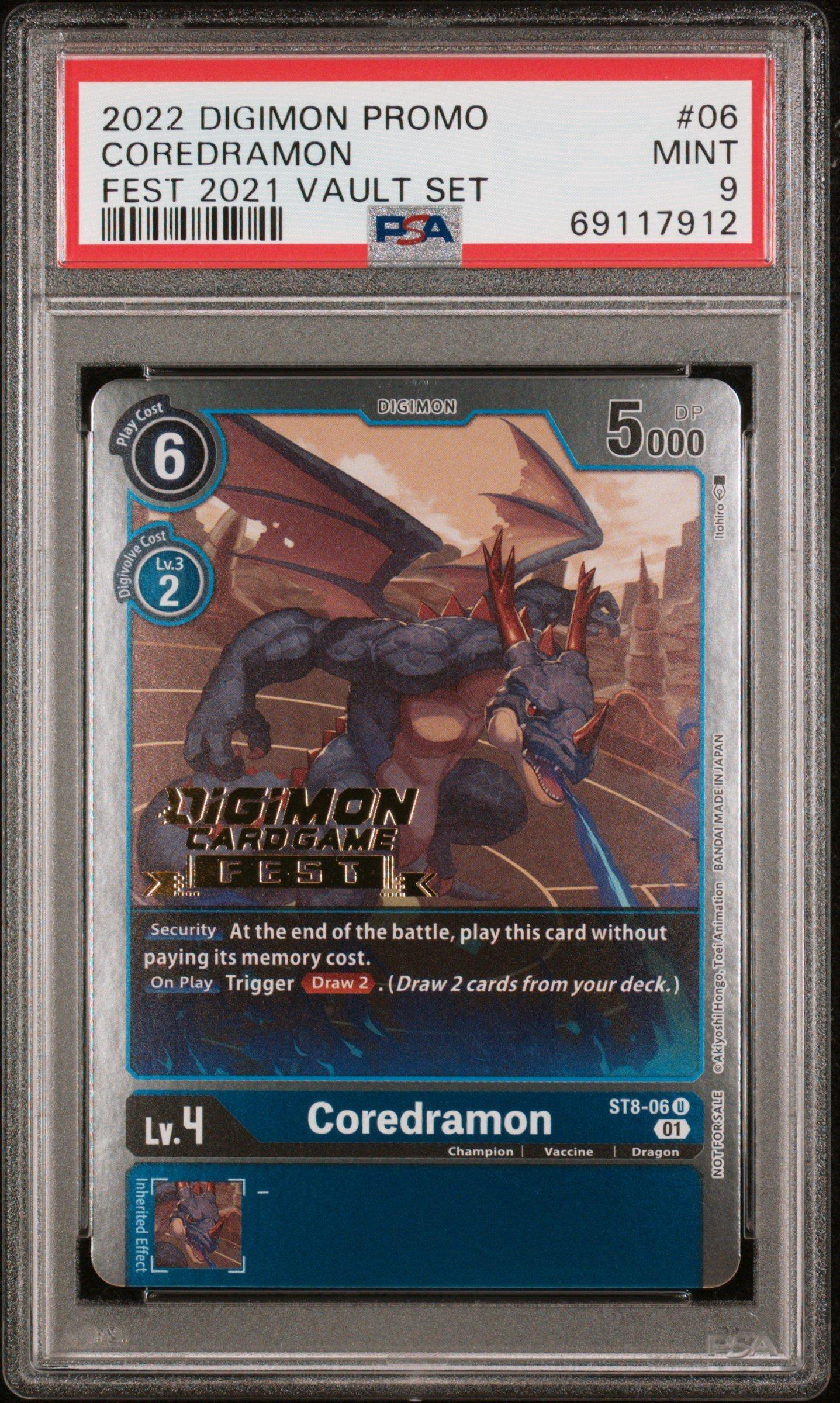 2022 Digimon Promo 06 Coredramon Fest 2021 Vault Set PSA 9