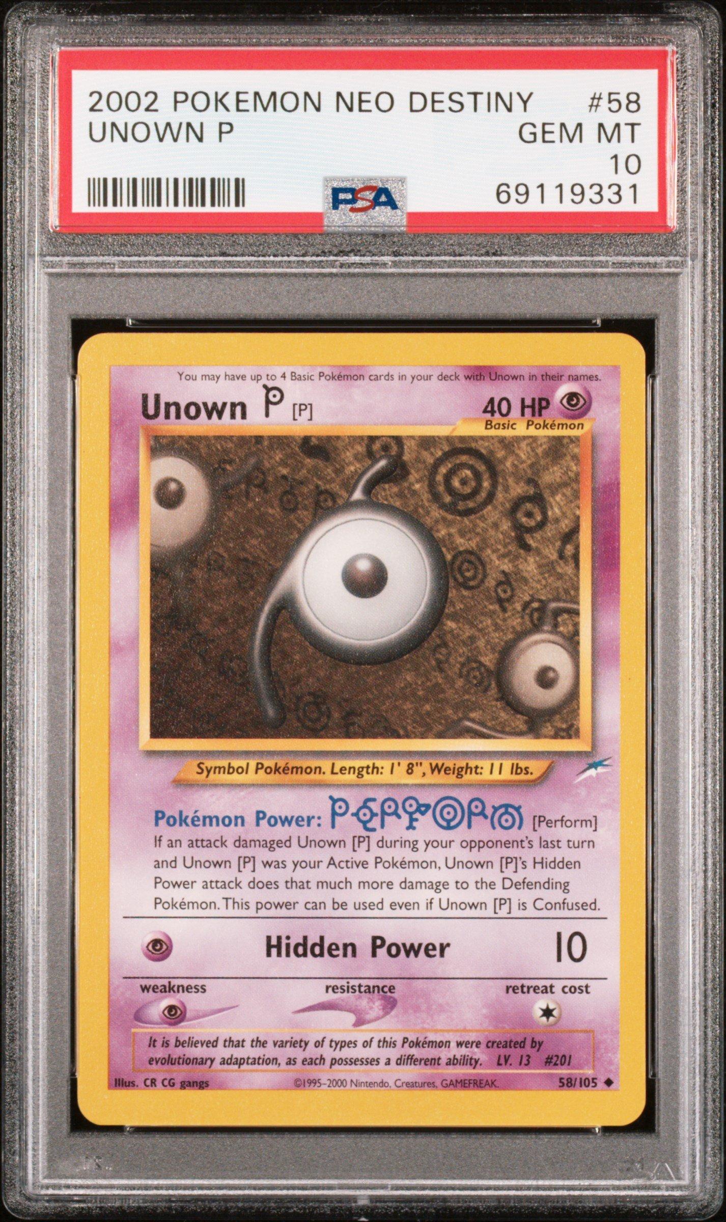 2002 Pokemon Neo Destiny 58 Unown P PSA 10 Graded Card | GameStop