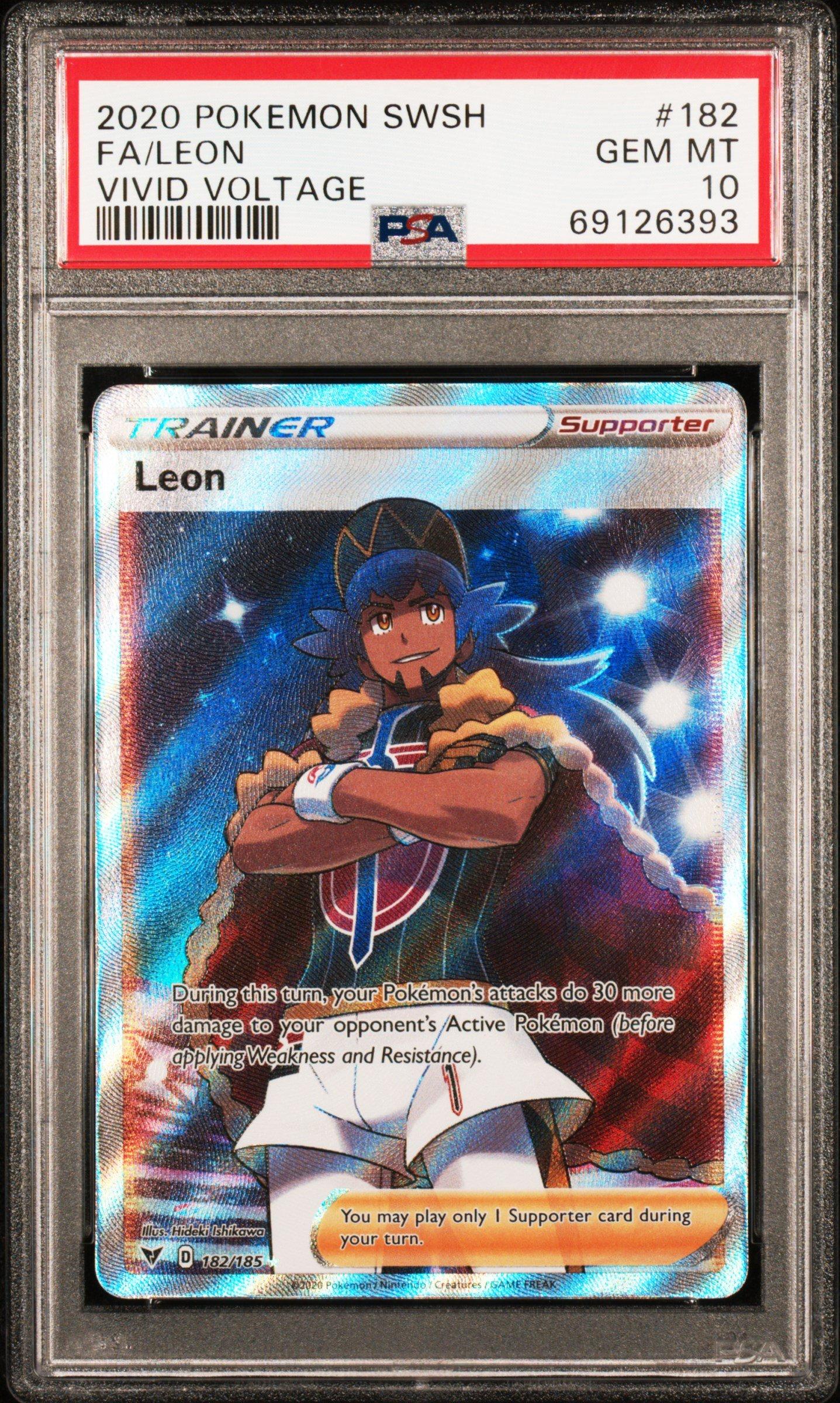 2020 Pokemon Sword & Shield Vivid Voltage 182 Full Art/leon PSA 10