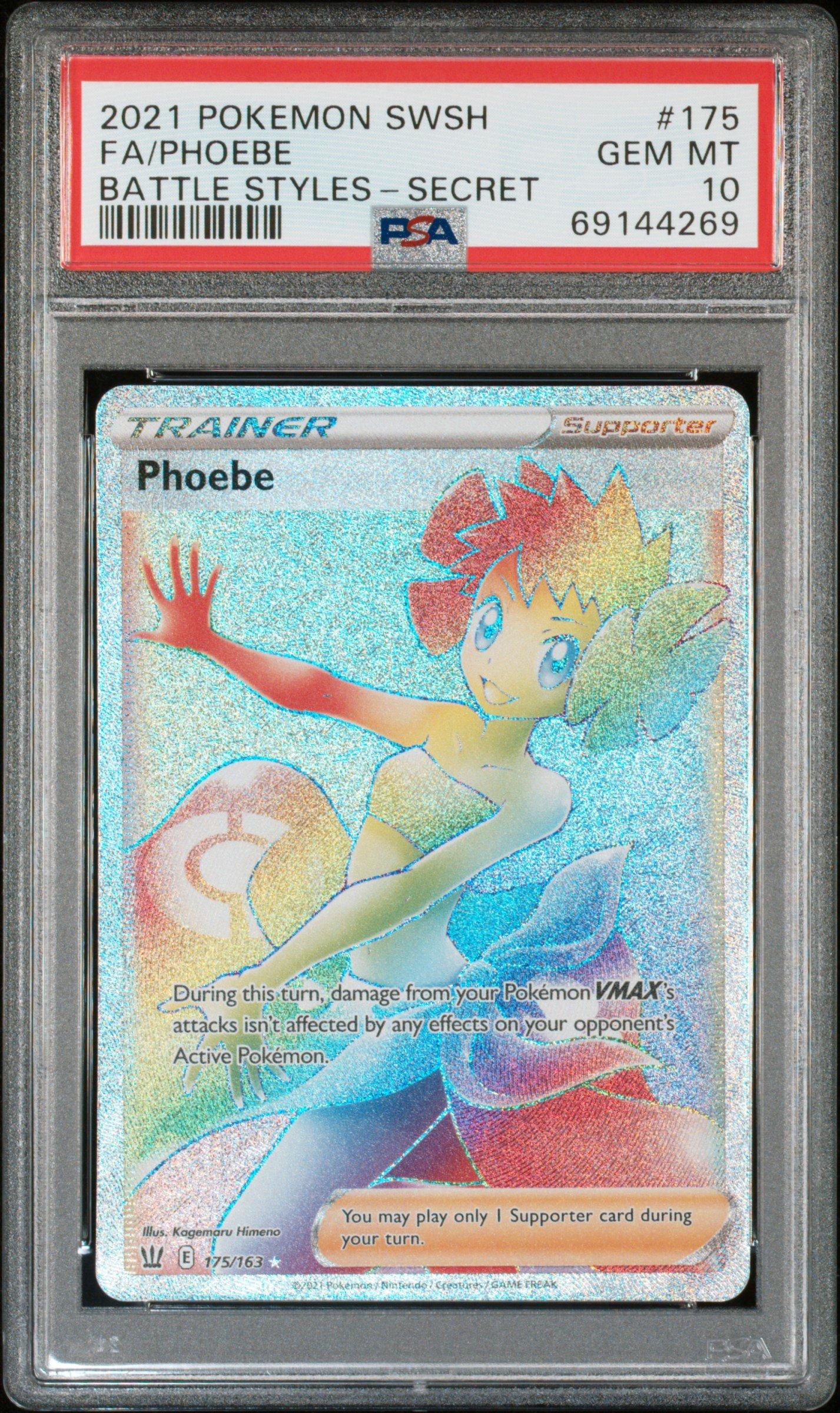 2021 Pokemon Sword & Shield Battle Styles 175 Full Art/phoebe Secret PSA